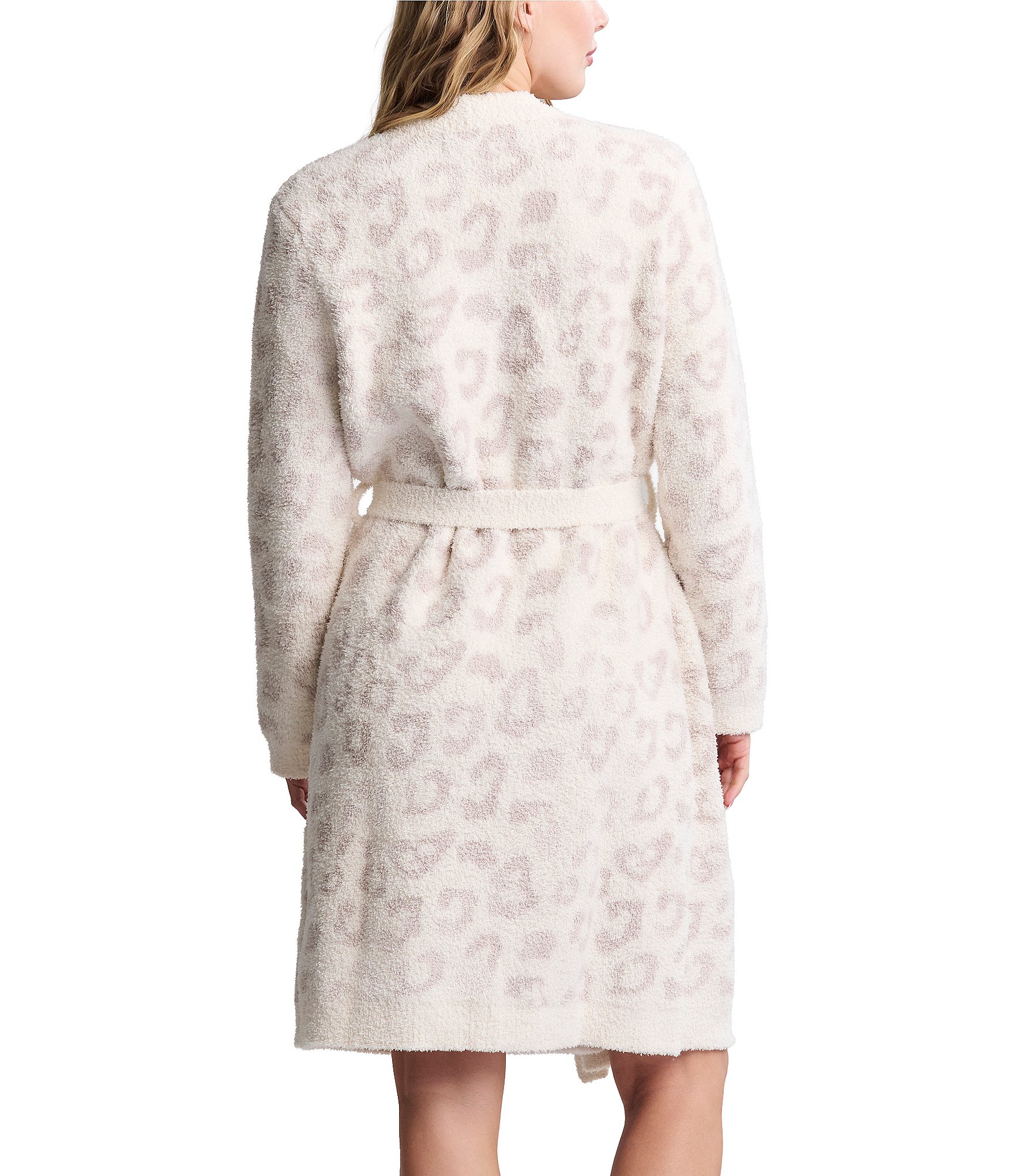 Barefoot Dreams CozyChic® Knit In the Wild Long Sleeve Leopard Print Short Robe