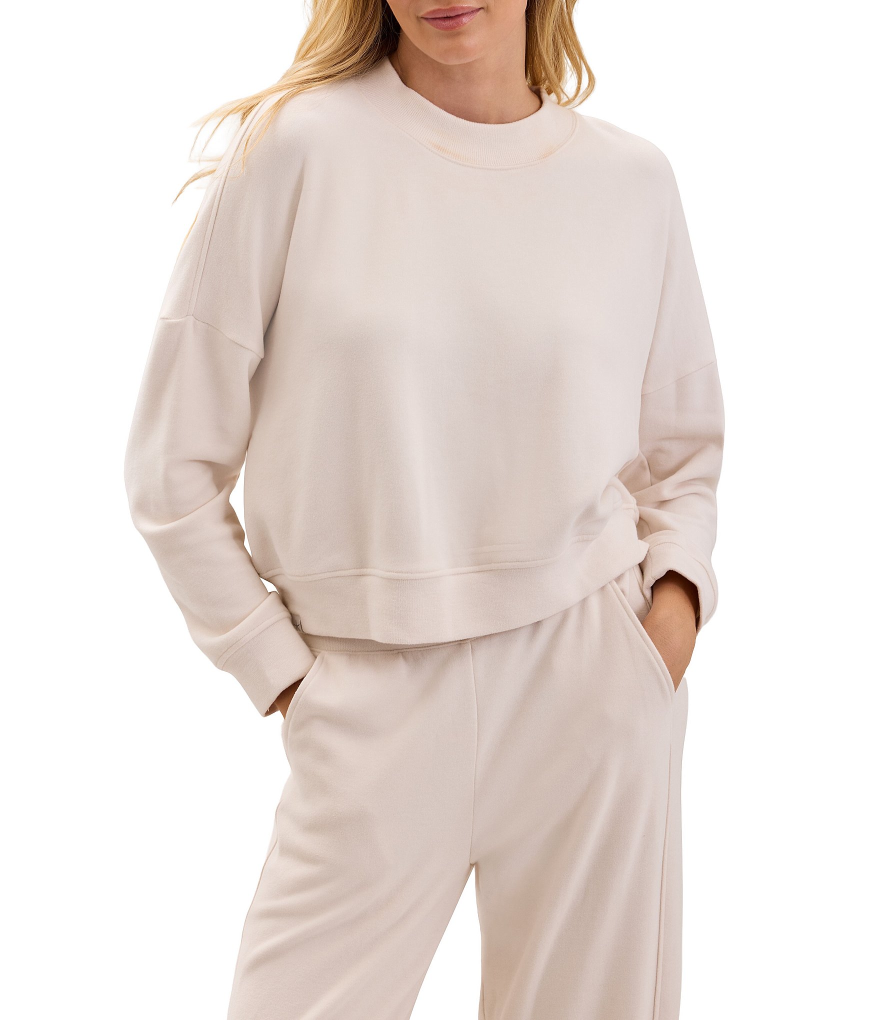 Barefoot Dreams Long Sleeve Crew Neck Brushed Fleece Coordinating Pullover