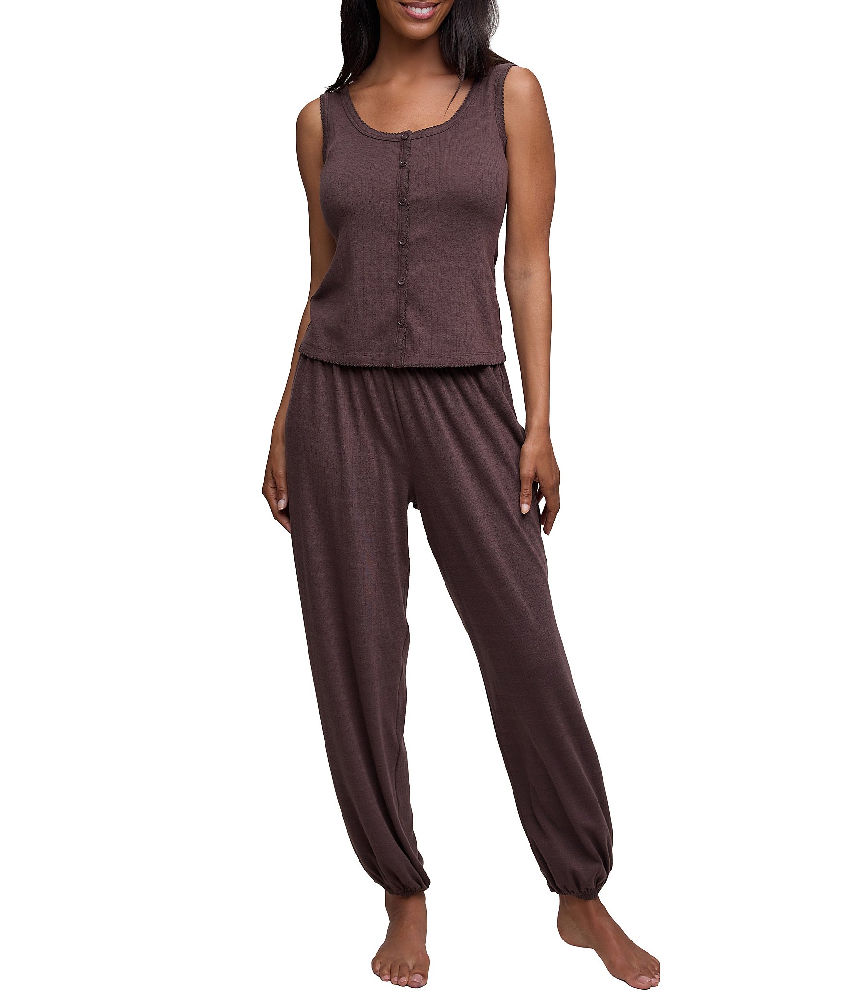 Barefoot Dreams Sleeveless Scoop Neckline Pointelle Coordinating Sleep Set