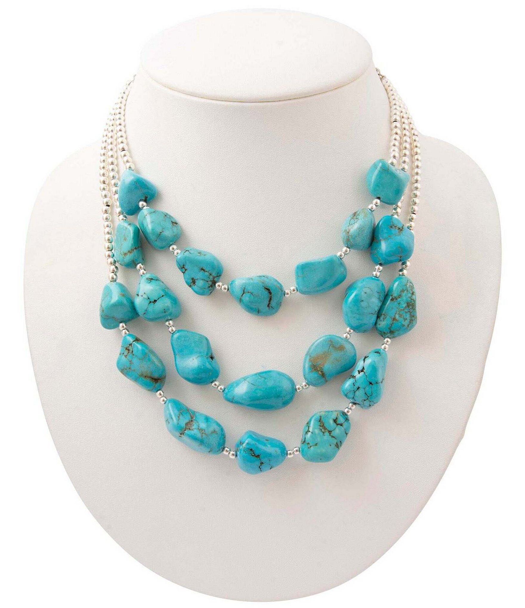 Barse Big Sky Silver and Magnesite Statement Necklace