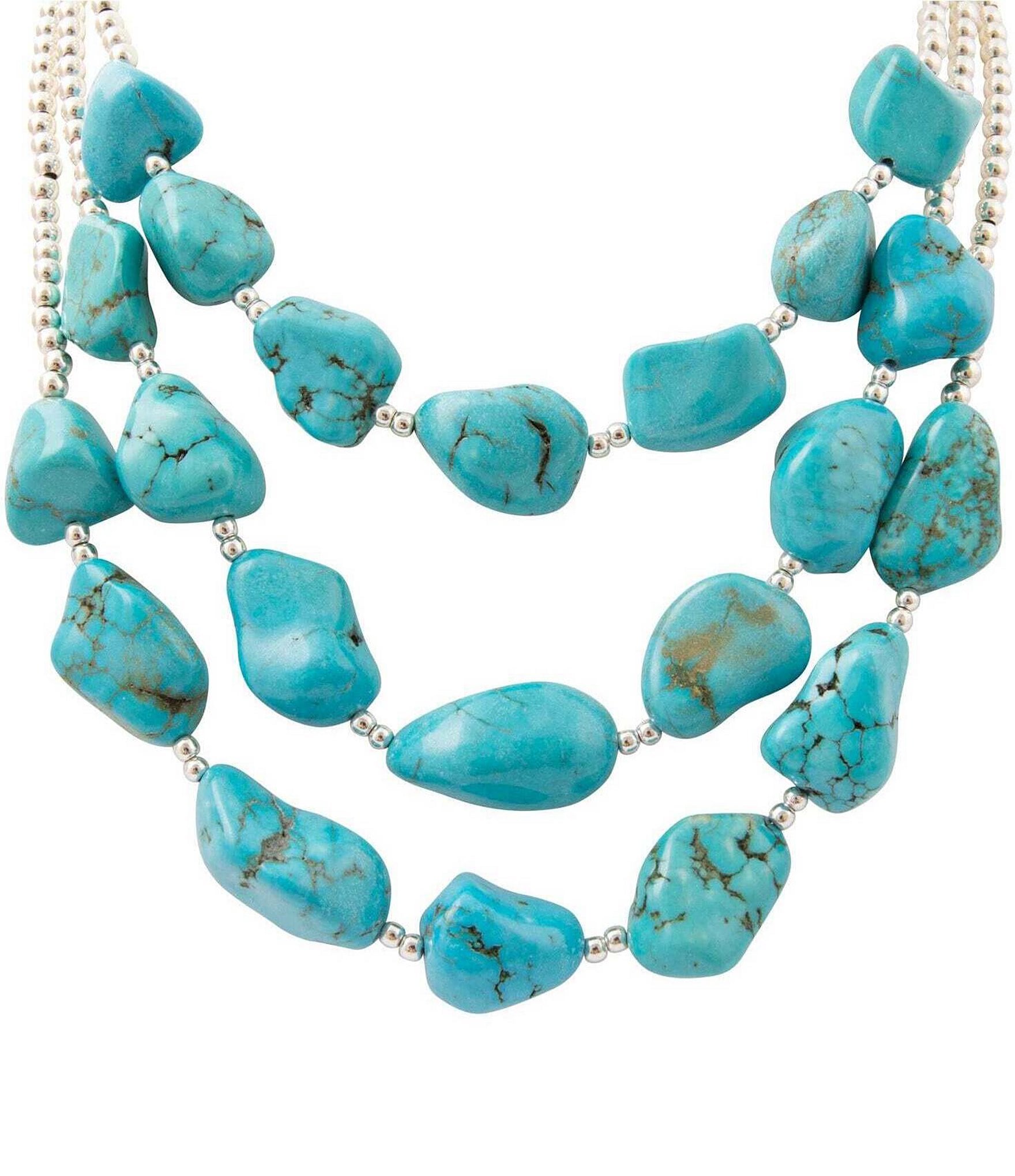 Barse Big Sky Silver and Magnesite Statement Necklace