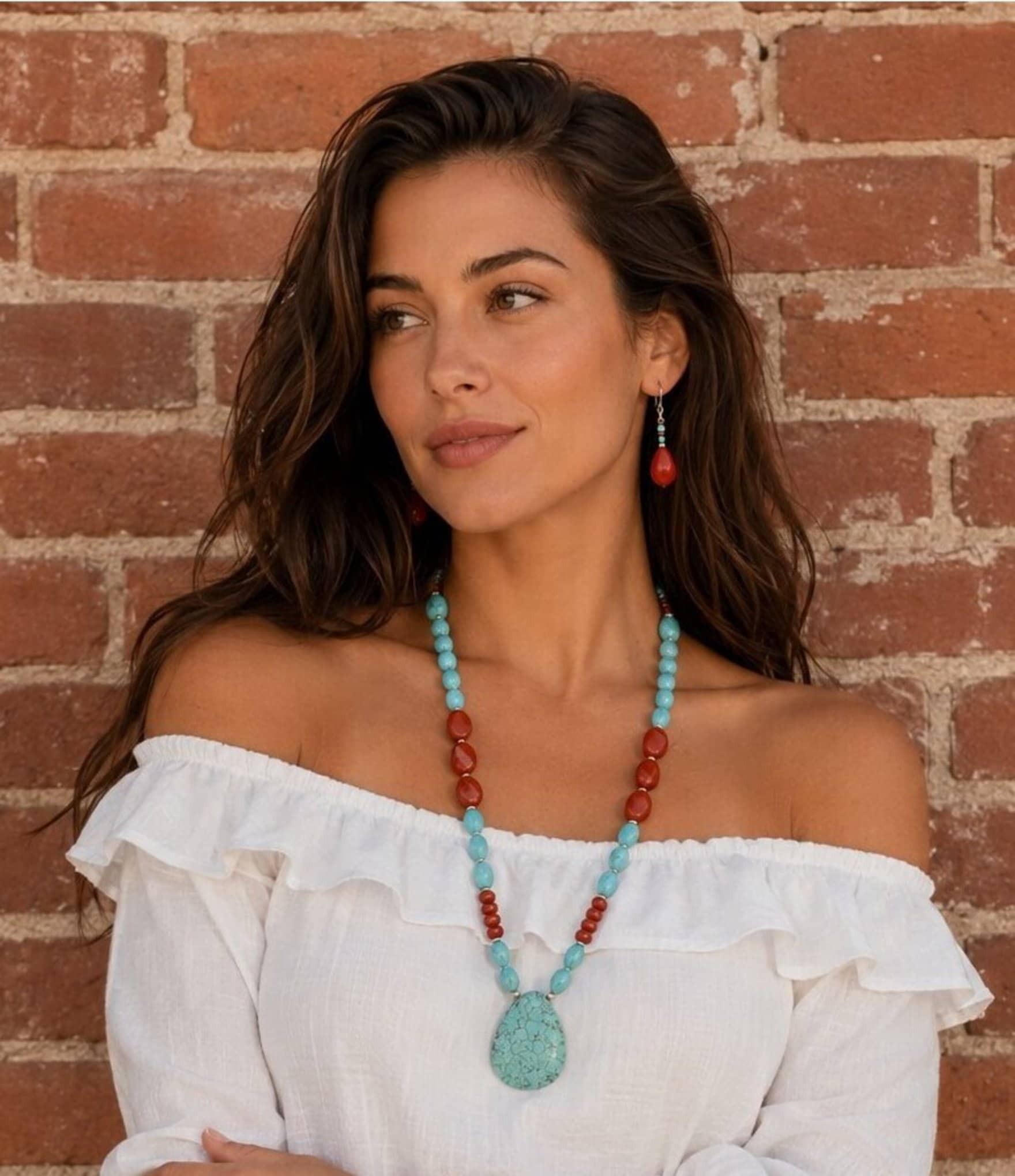 Barse Red Canyon Silver, Jasper and Magnesite Drop Earrings
