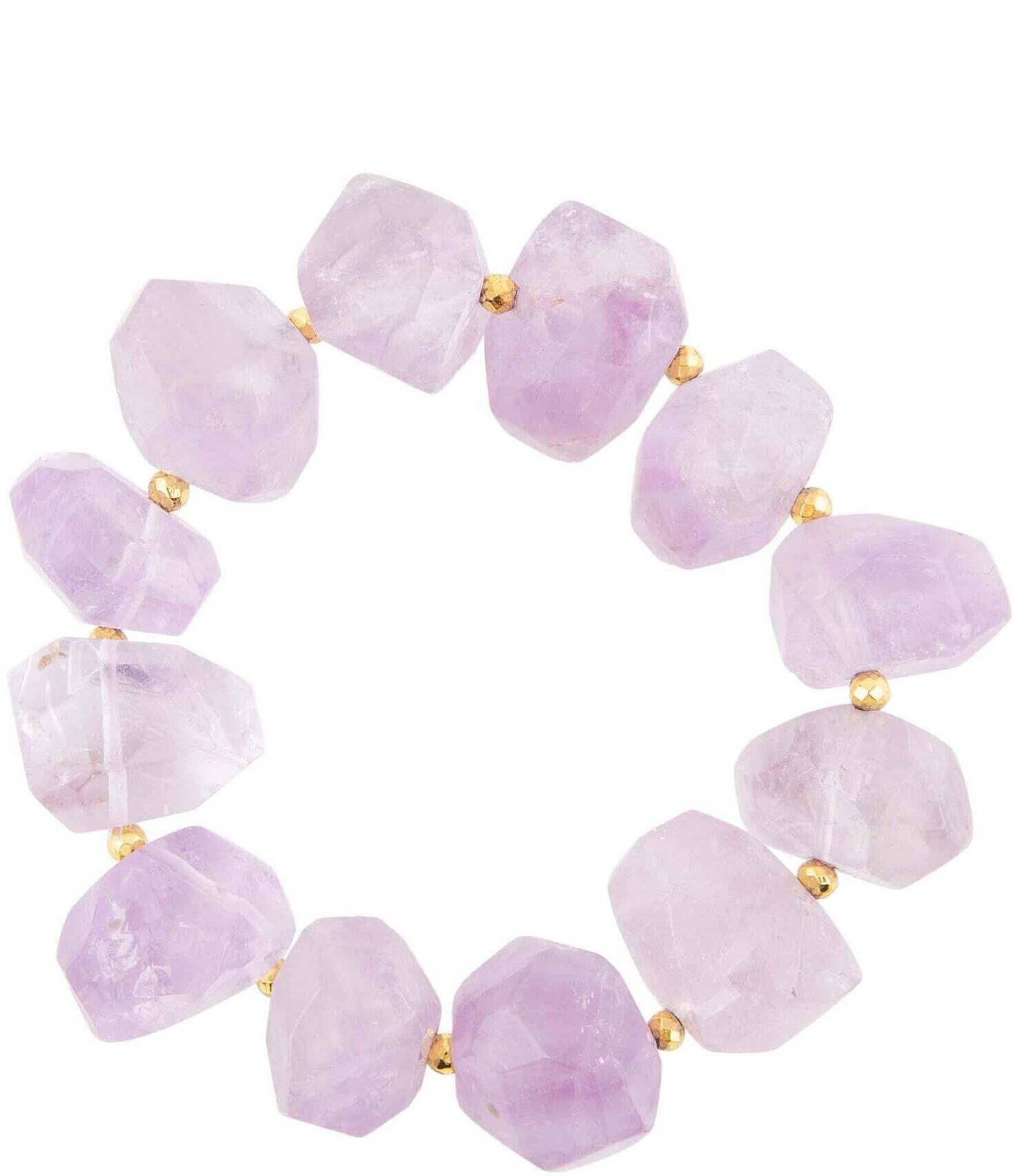 Barse Amethyst Genuine Stone Stretch Bracelet