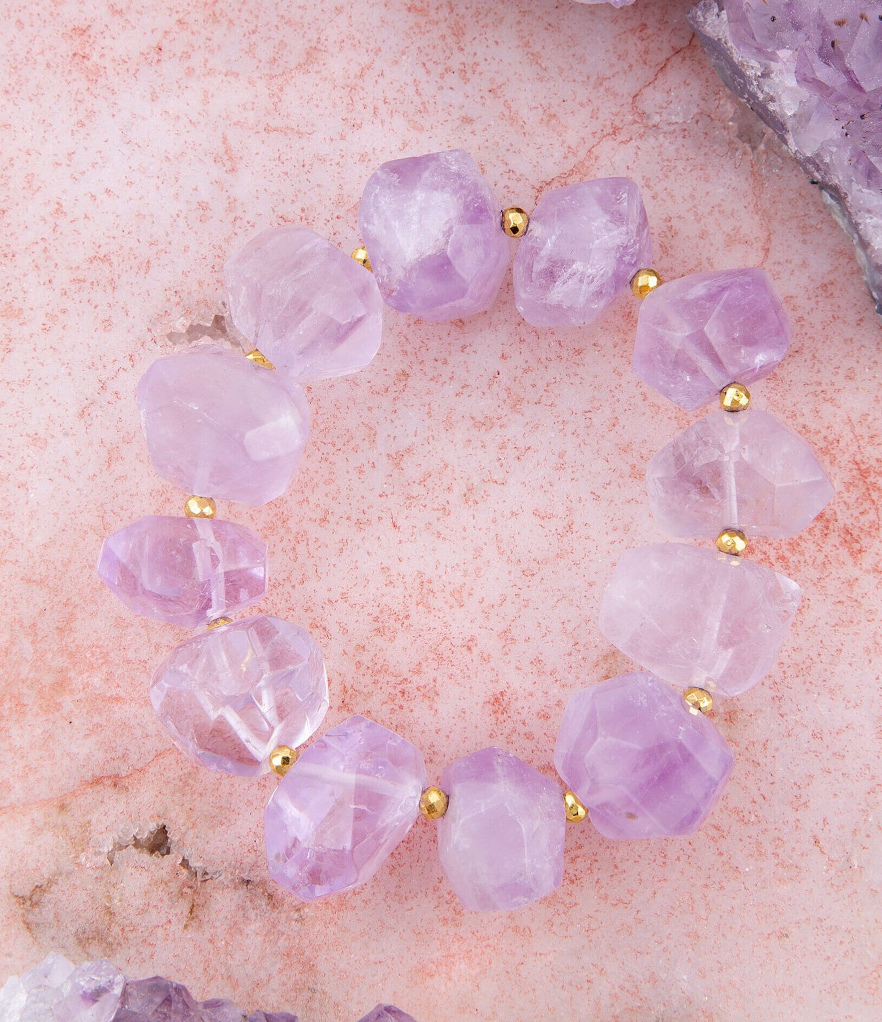 Barse Amethyst Genuine Stone Stretch Bracelet