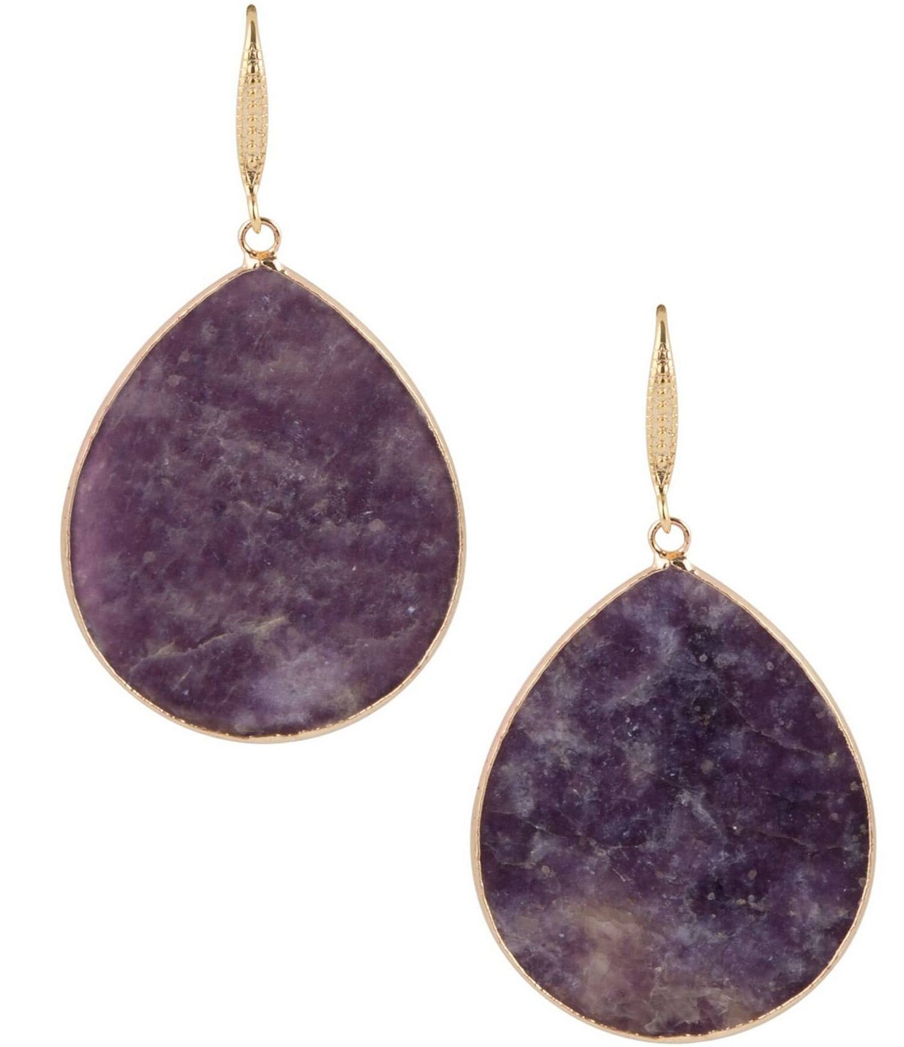 Barse Amethyst Statement Drop Earrings