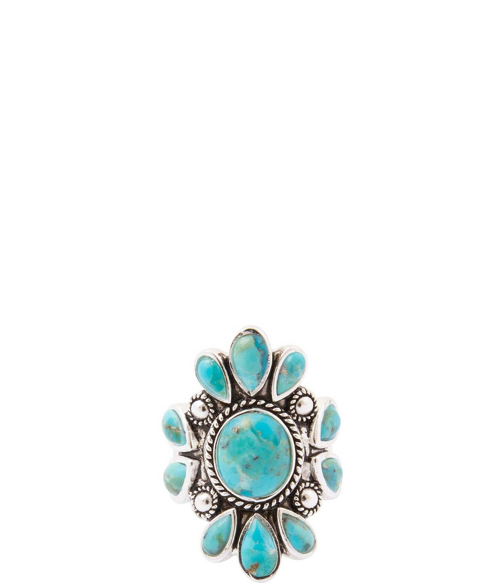 Barse Big Sky Silver and Genuine Turquoise Statement Ring