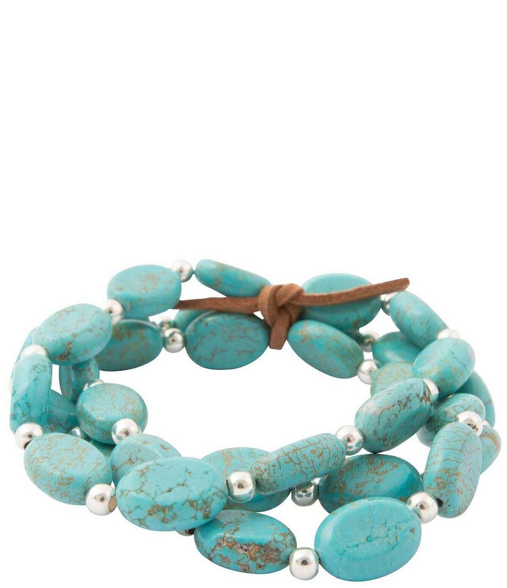 Barse Big Sky Silver and Magnesite Stretch Bracelet Set
