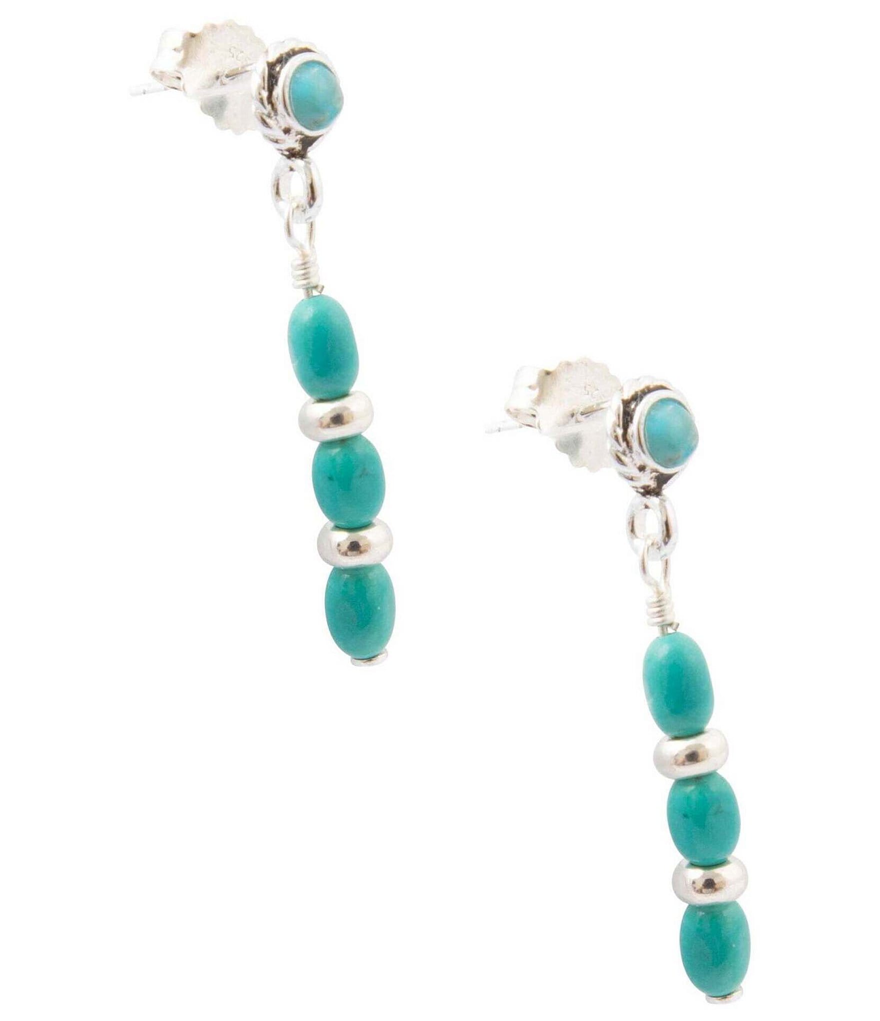 Barse Big Sky Silver, Turquoise and Magnesite Drop Earrings