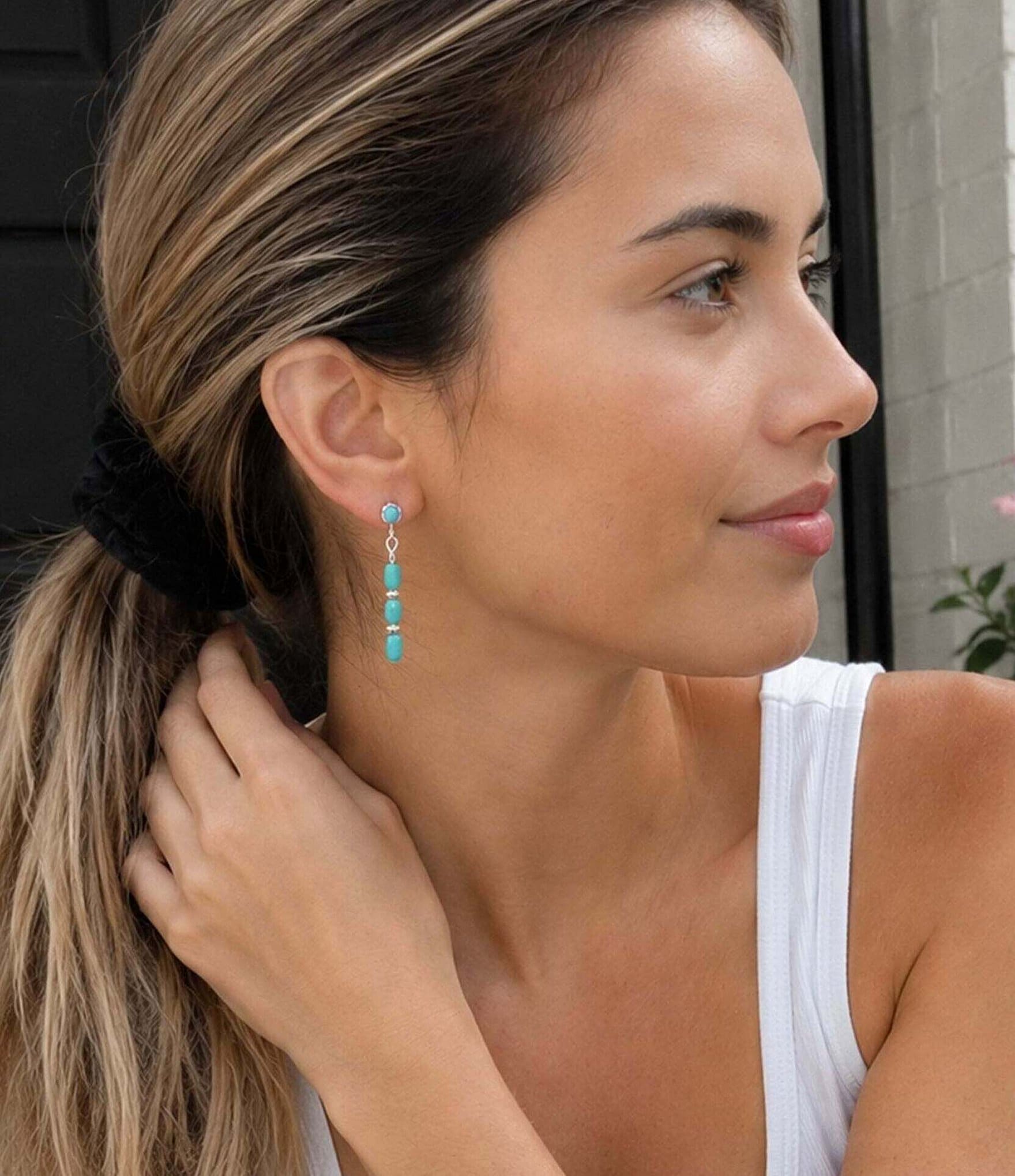 Barse Big Sky Silver, Turquoise and Magnesite Drop Earrings