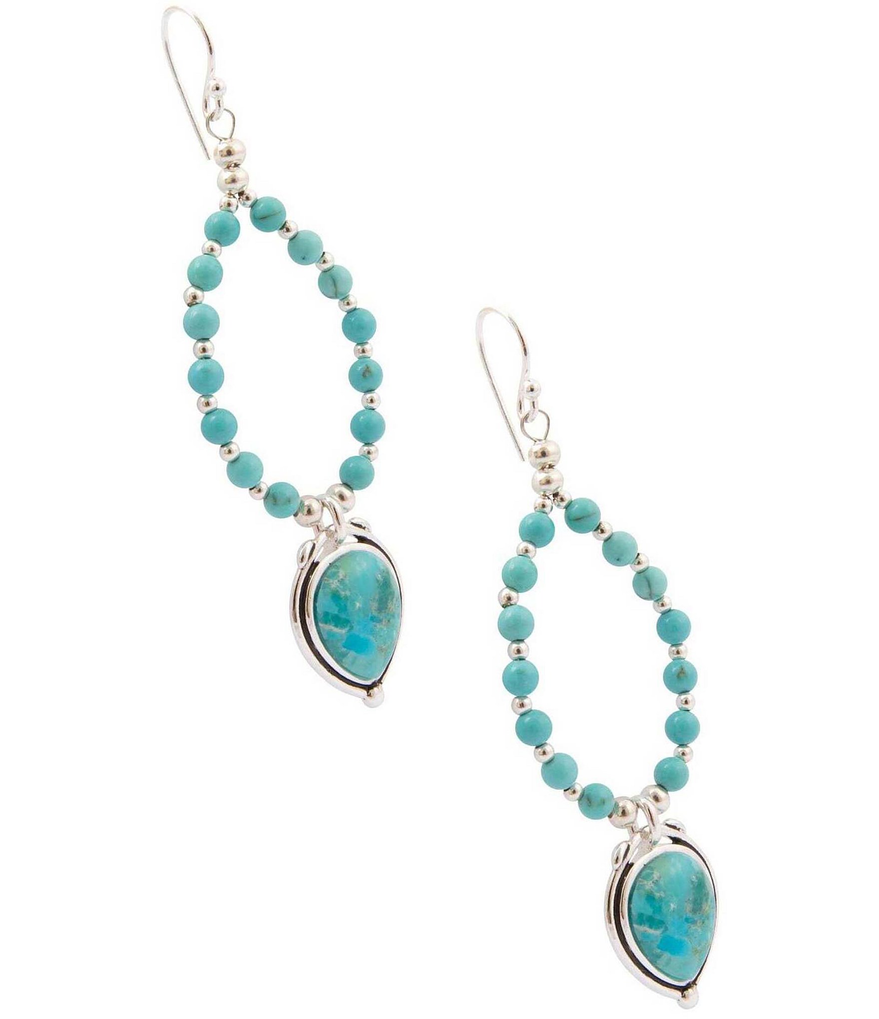Barse Big Sky Turquoise Magnesite Statement Drop Earrings
