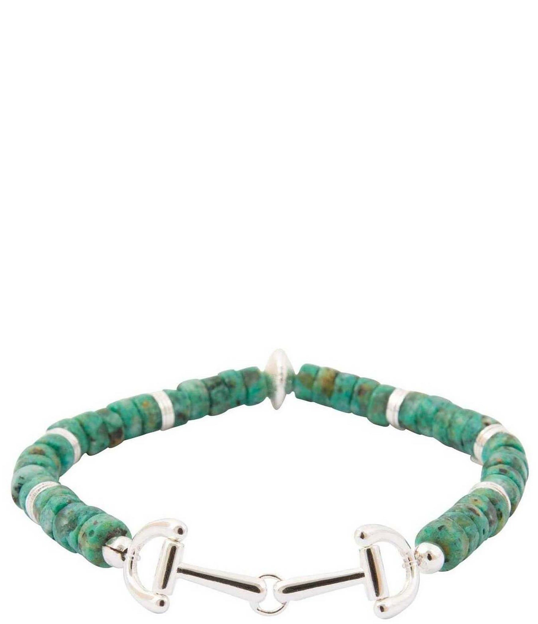 Barse Bits Silver and Turquoise Magnesite Stretch Bracelet