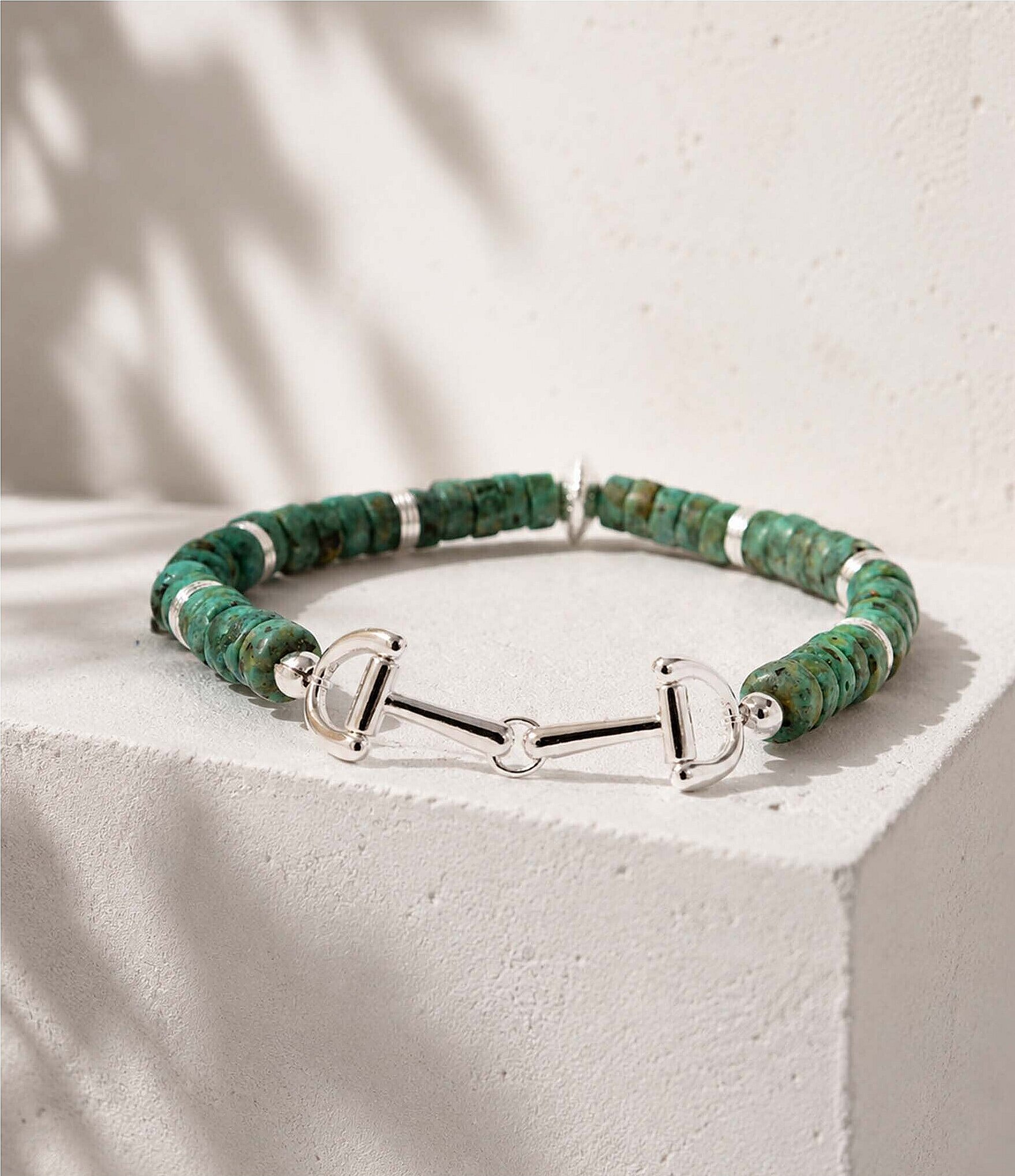 Barse Bits Silver and Turquoise Magnesite Stretch Bracelet