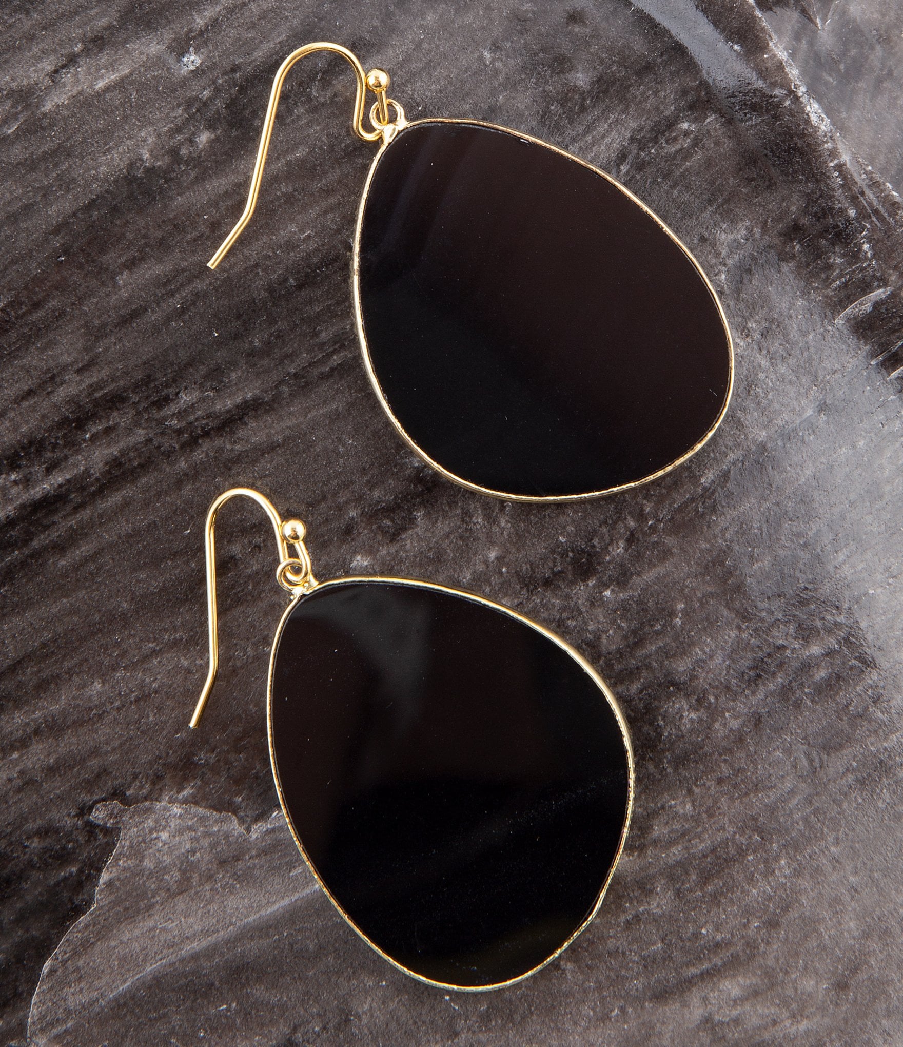 Barse Black Agate Statement Drop Earrings