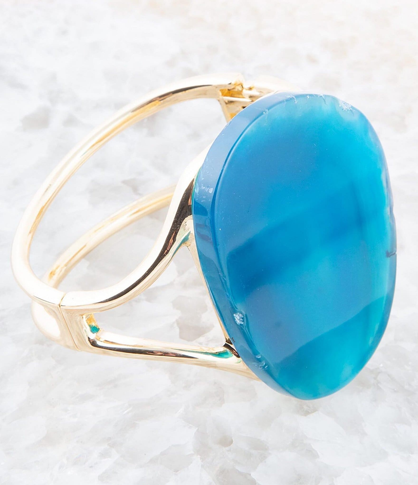 Barse Blue Agate Genuine Slice Statement Cuff Bracelet