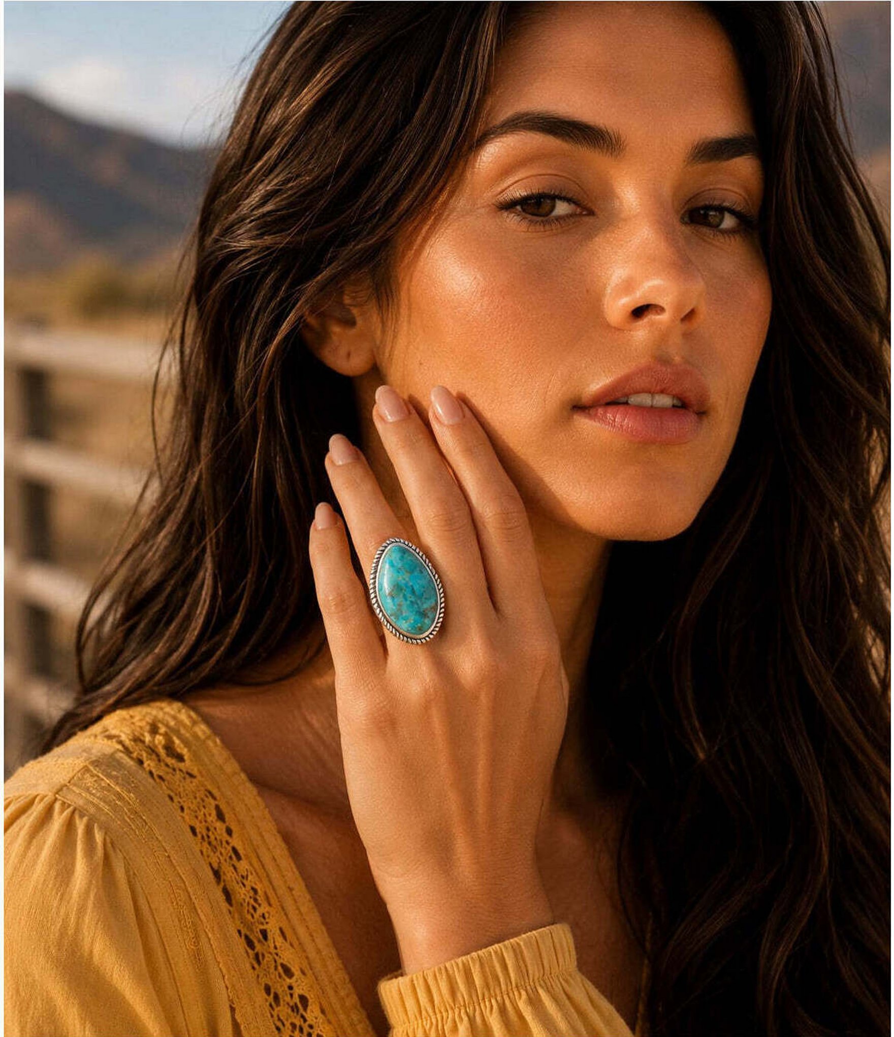 Barse Boulder Silver and Genuine Turquoise Statement Ring