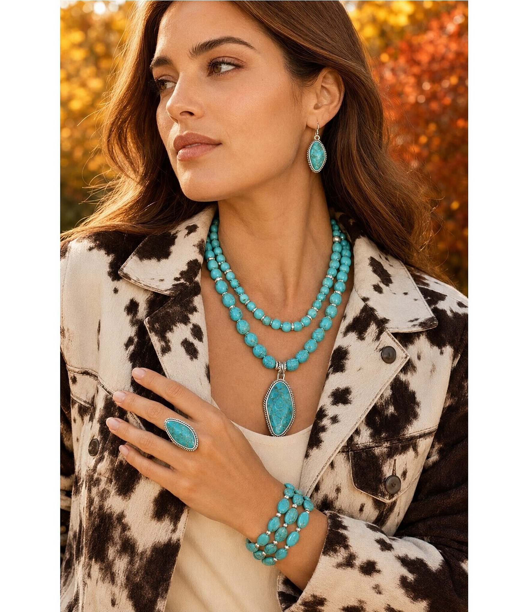 Barse Boulder Silver and Genuine Turquoise Statement Ring