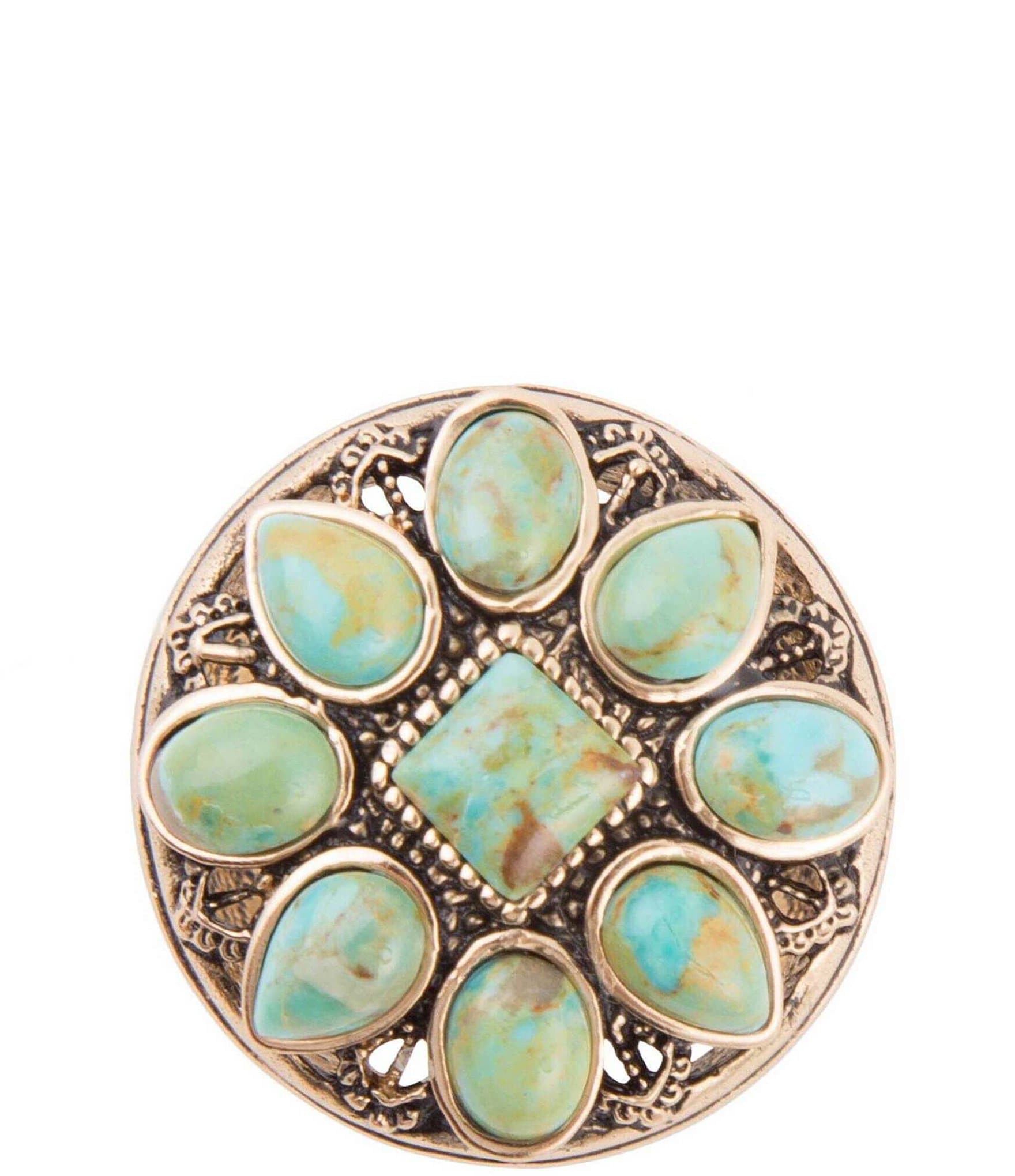 Barse Bronze & Genuine Turquoise Stones Statement Ring
