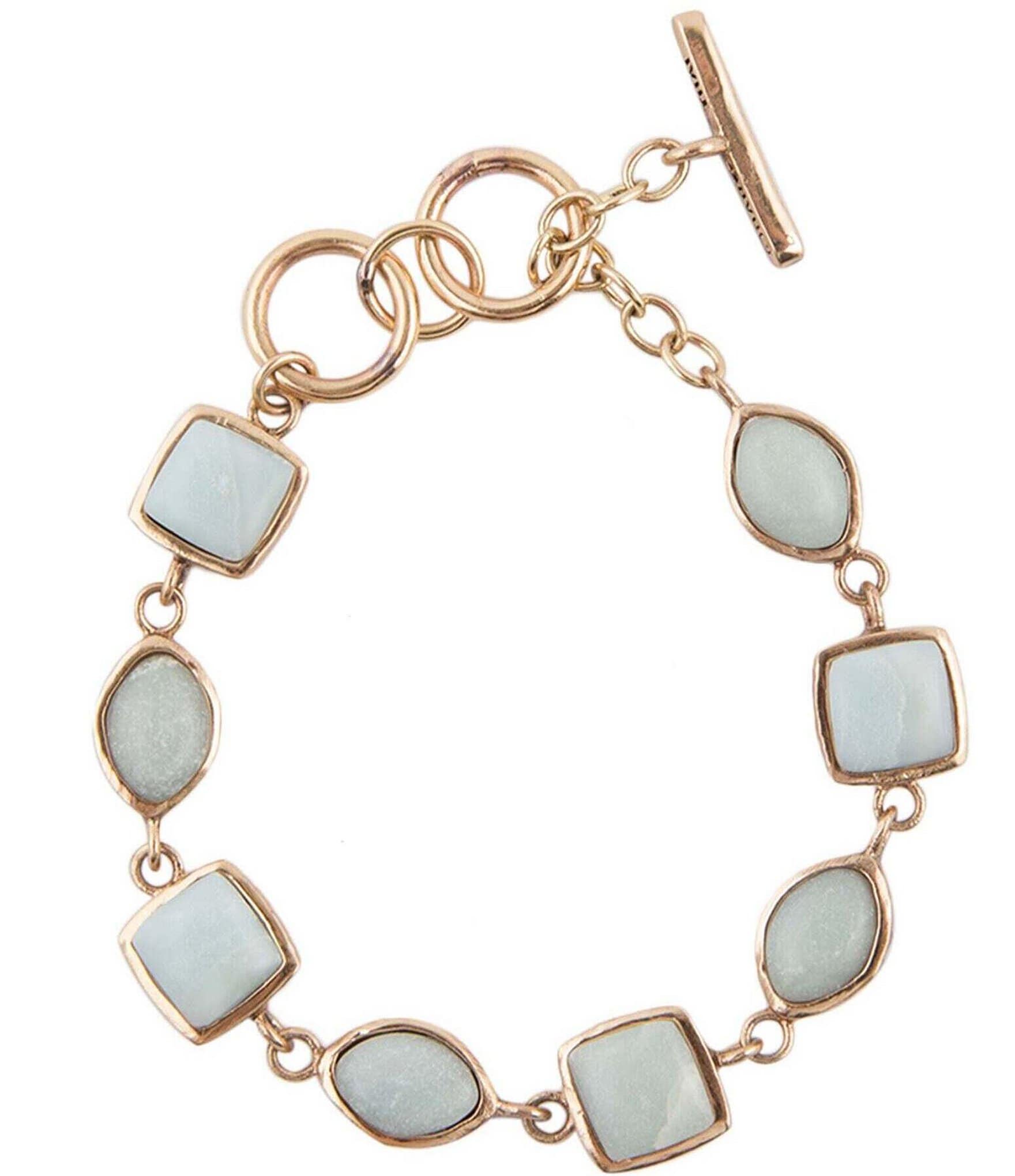 Barse Bronze and Amazonite Toggle Line Bracelet