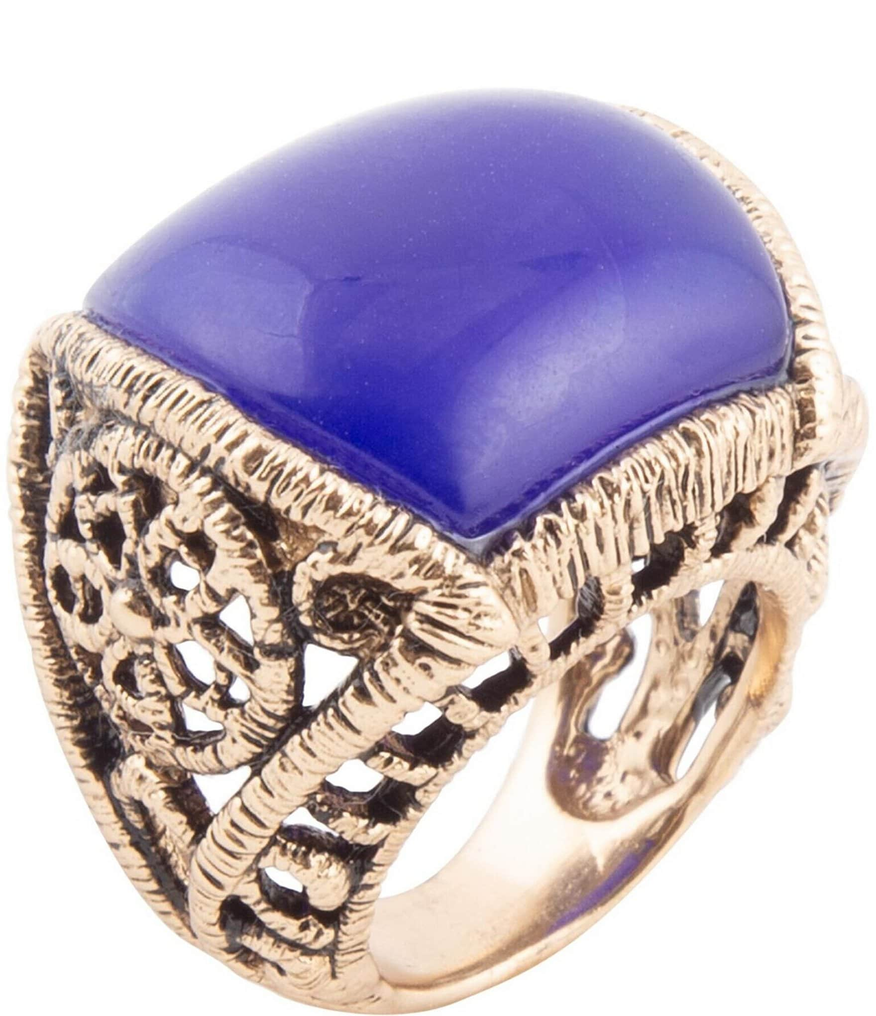 Barse Bronze and Blue Genuine Agate Statement Ring