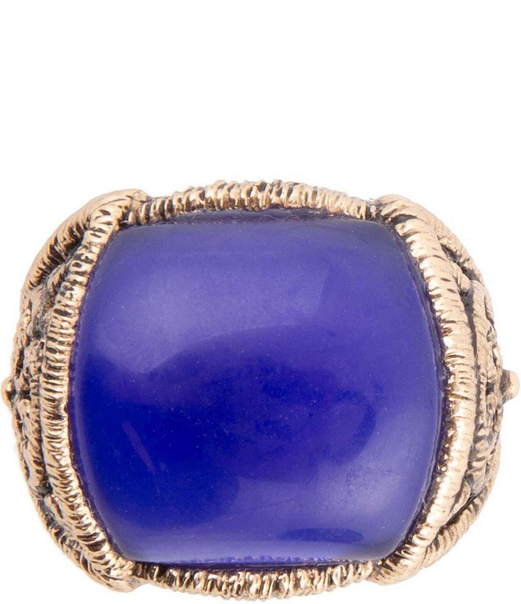 Barse Bronze and Blue Genuine Agate Statement Ring