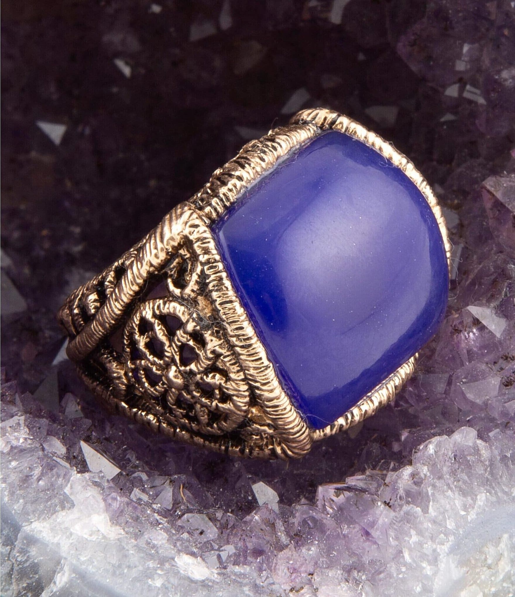 Barse Bronze and Blue Genuine Agate Statement Ring