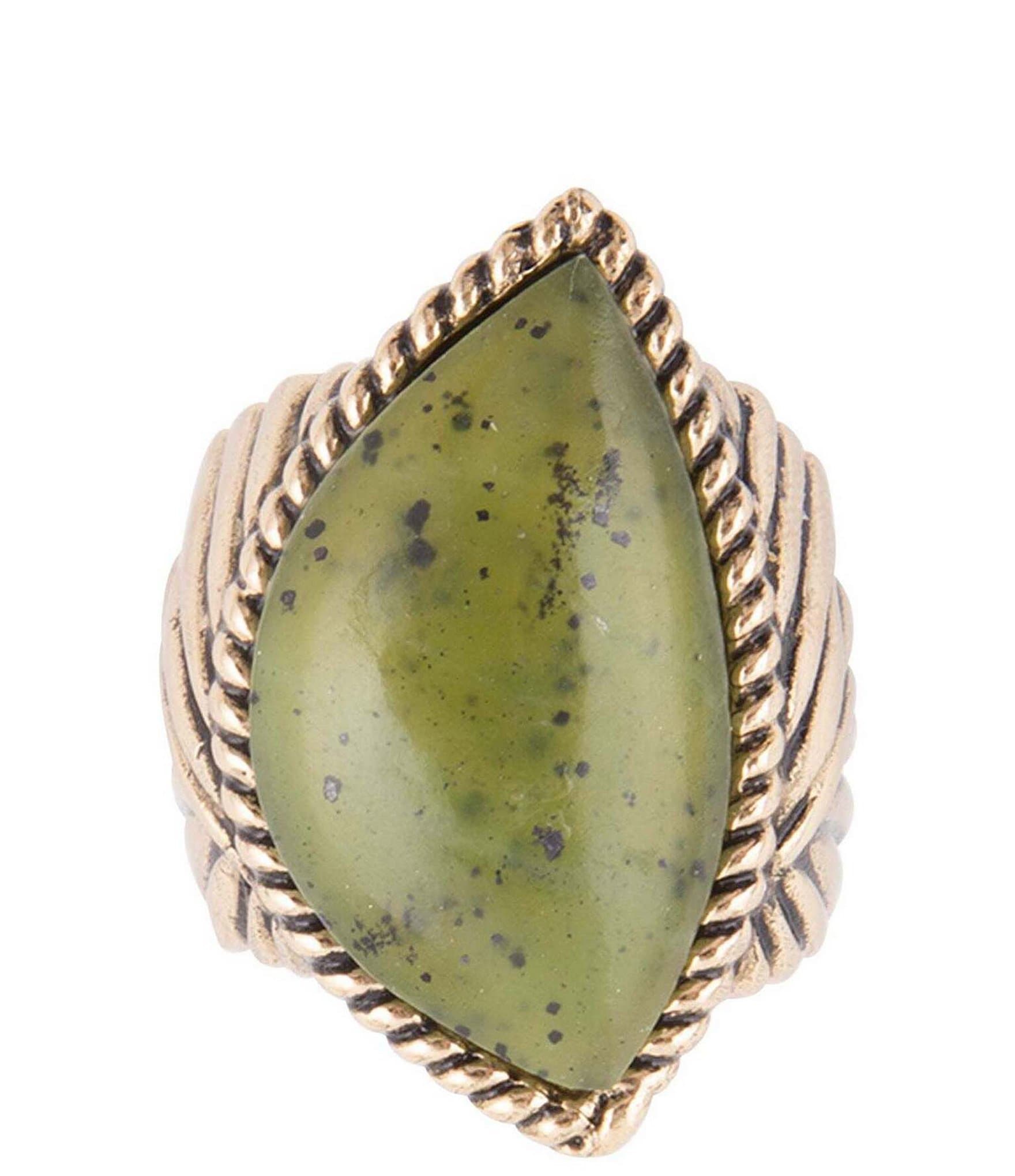 Barse Bronze and Canadian Jade Genuine Stone Statement Ring