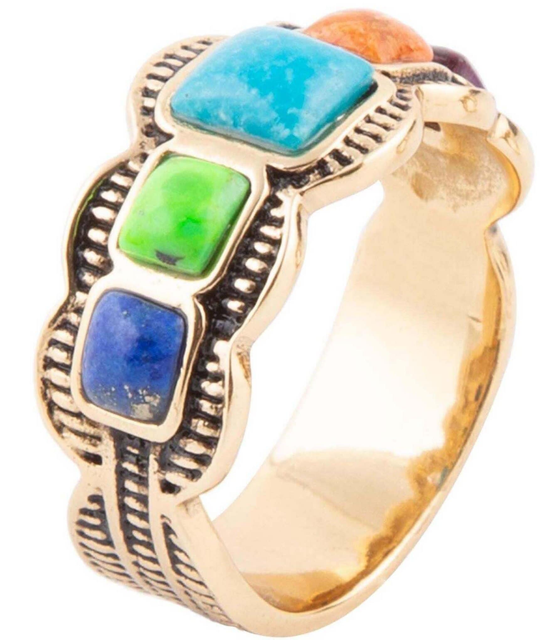 Barse Bronze And Colorful Genuine Stones Band Ring | Dillard's