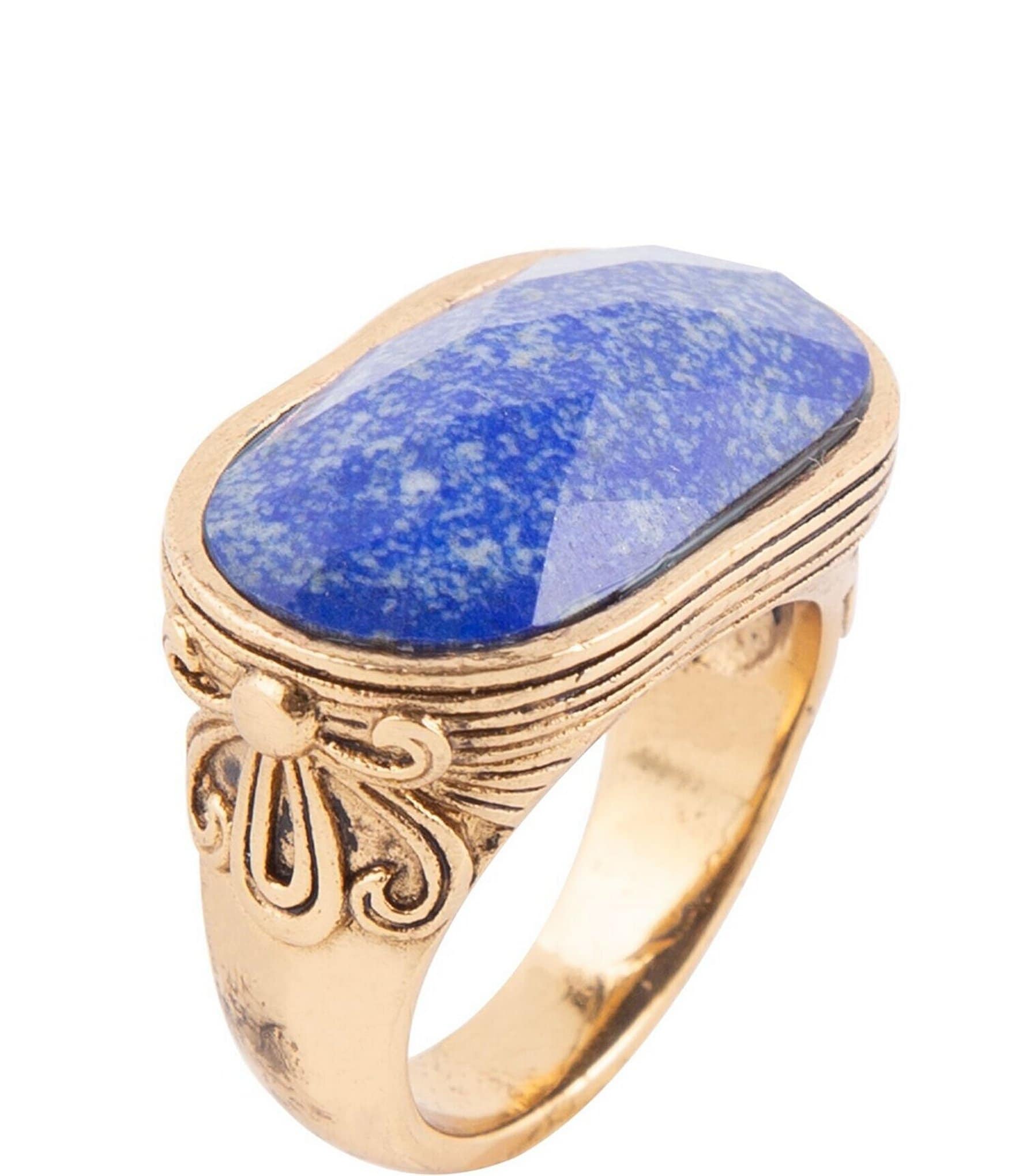 Barse Bronze and Faceted Lapis Cocktail Ring