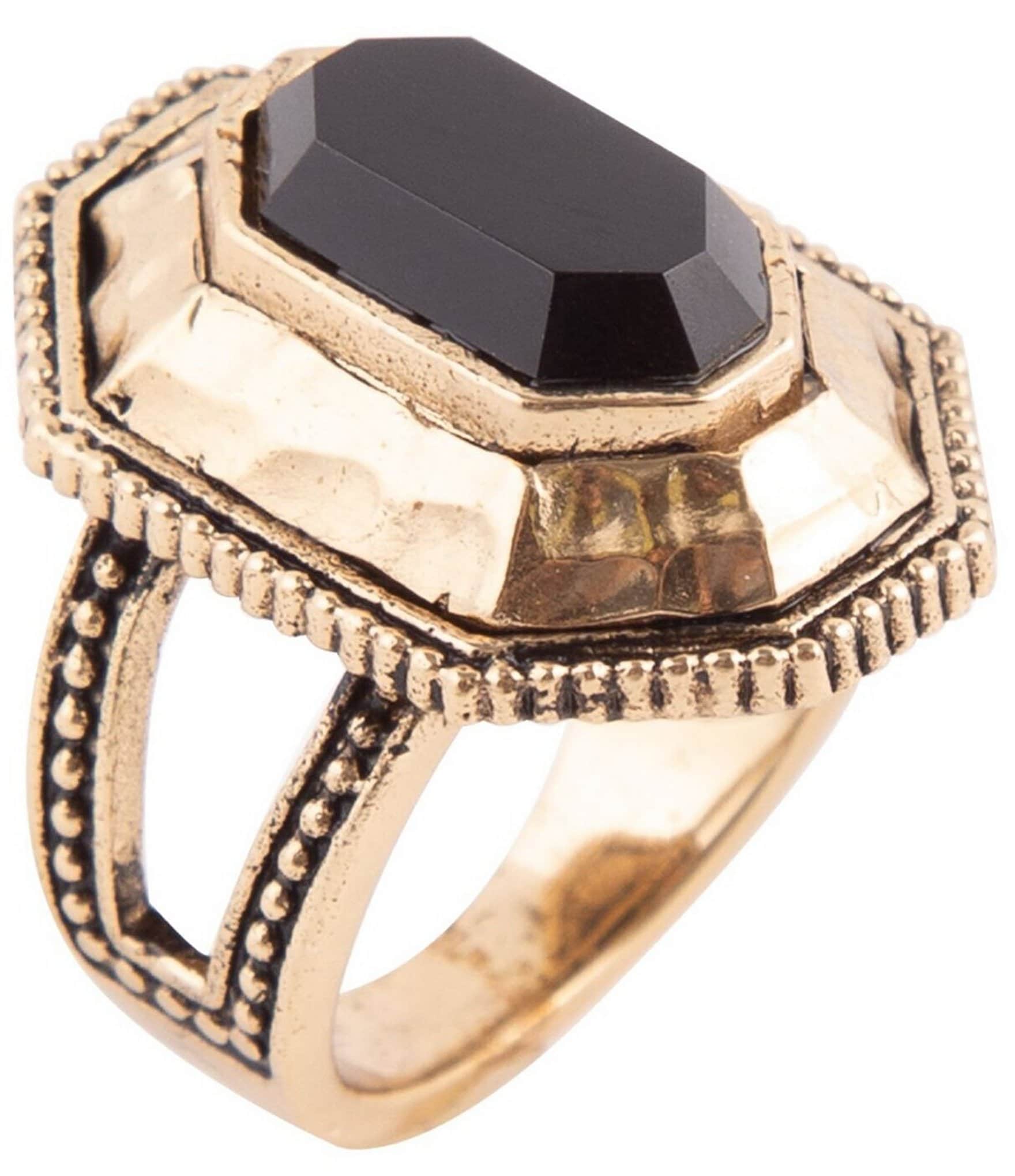 Barse Bronze and Faceted Onyx Cocktail Ring