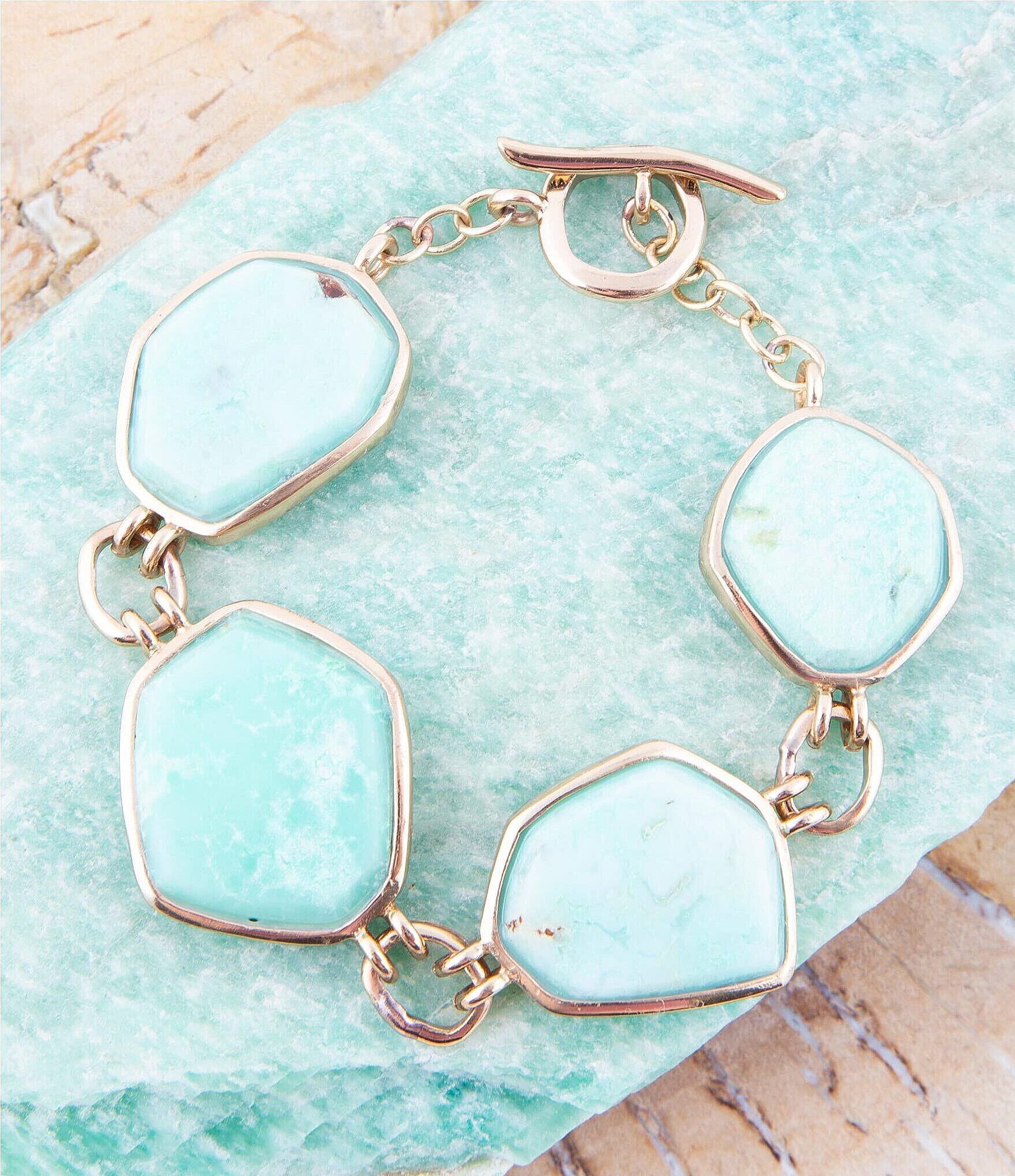 Barse Bronze and Genuine Chrysoprase Toggle Line Bracelet