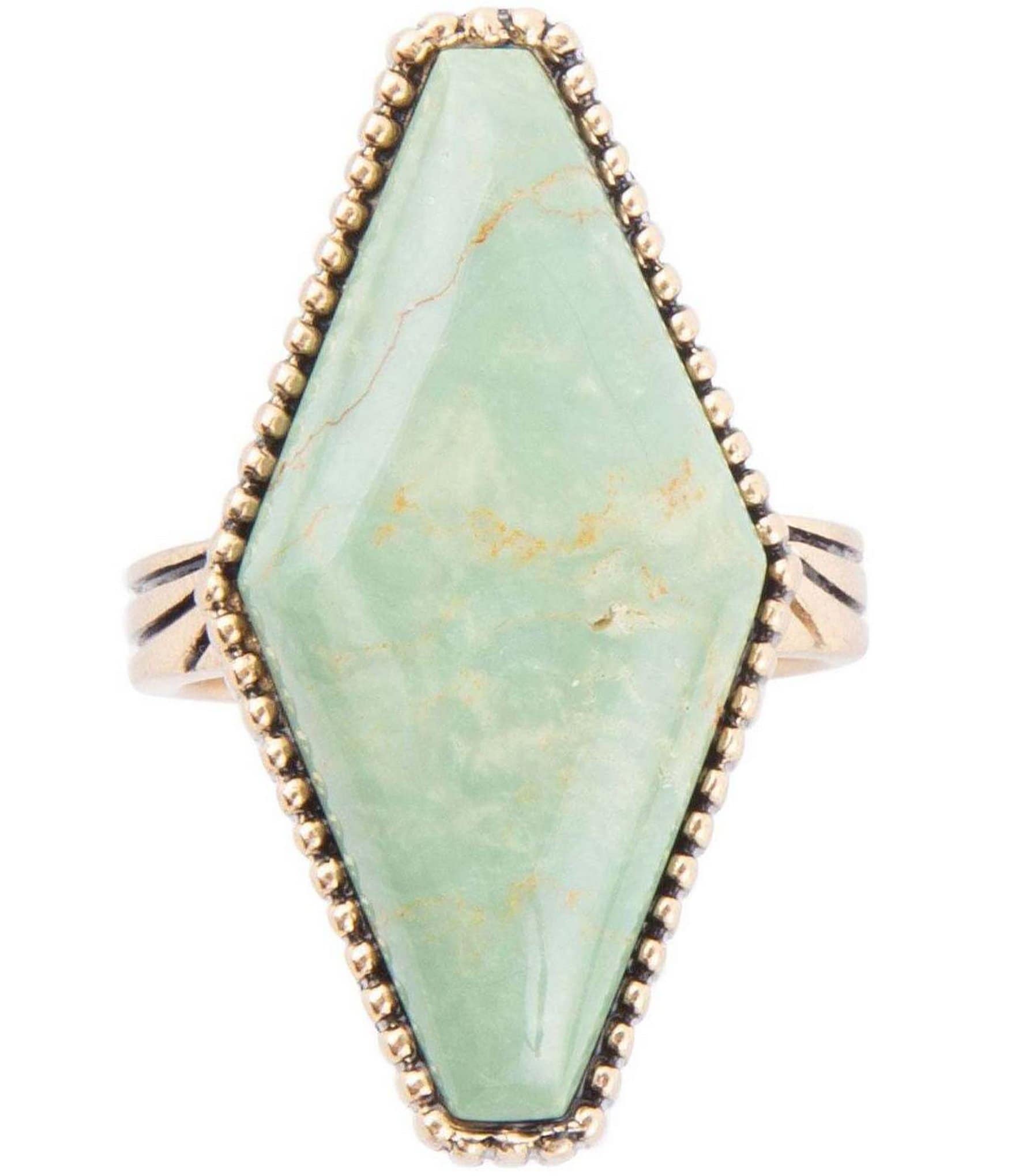 Barse Bronze and Genuine Stone Green Turquoise Statement Ring