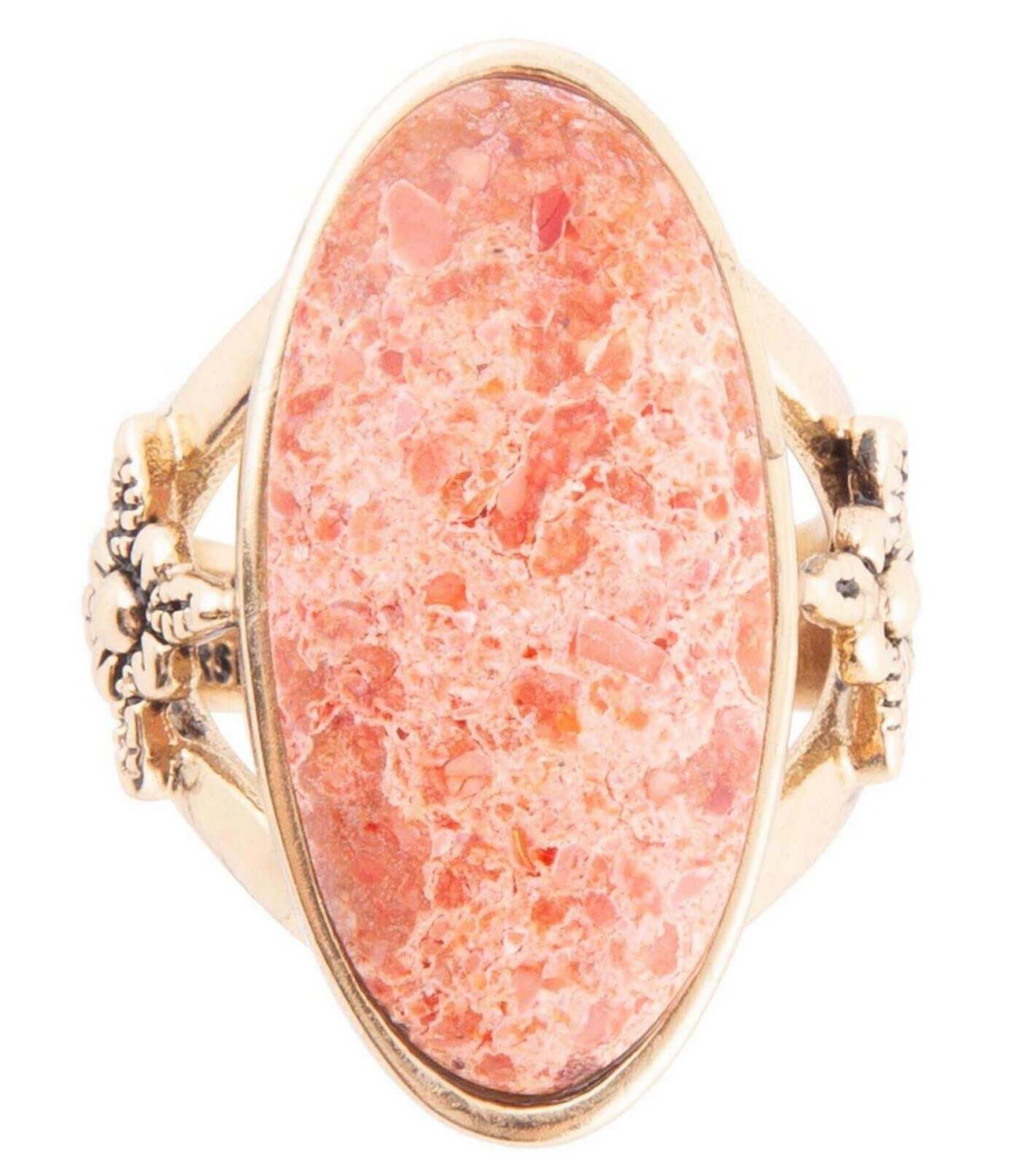 Barse Bronze and Genuine Orange Sponge Coral Oval Statement Ring