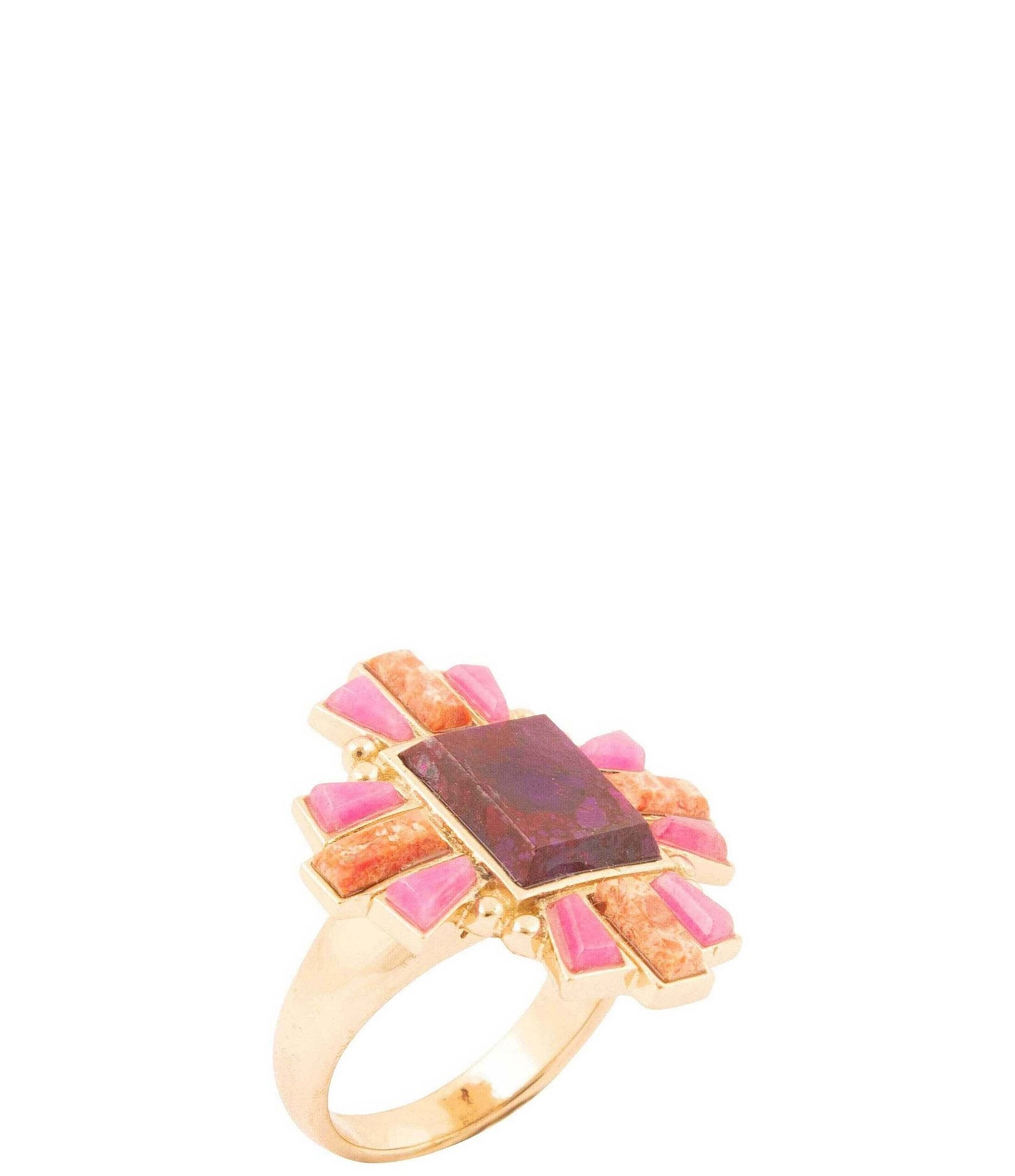 Barse Santa Fe Purple Turquoise Golden Statement Ring