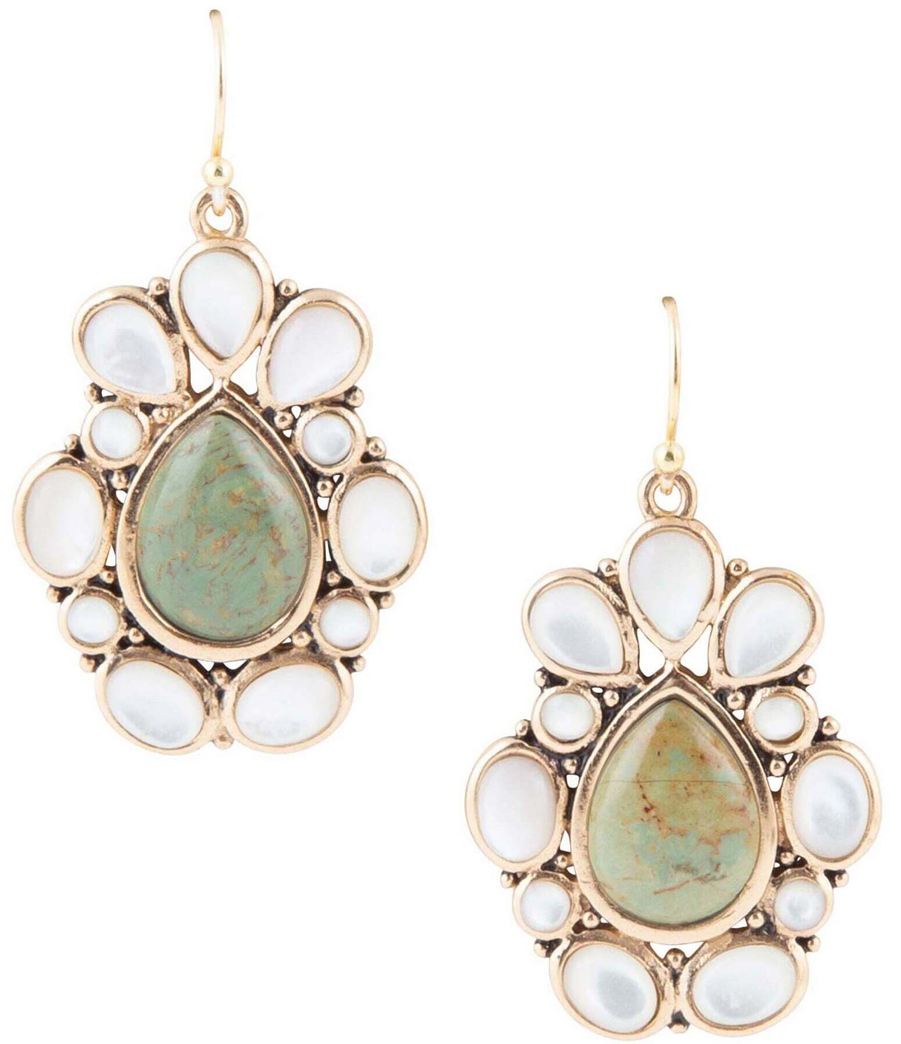 Barse Bronze and Genuine Stone Green Turquoise and Mother-of-Pearl ...
