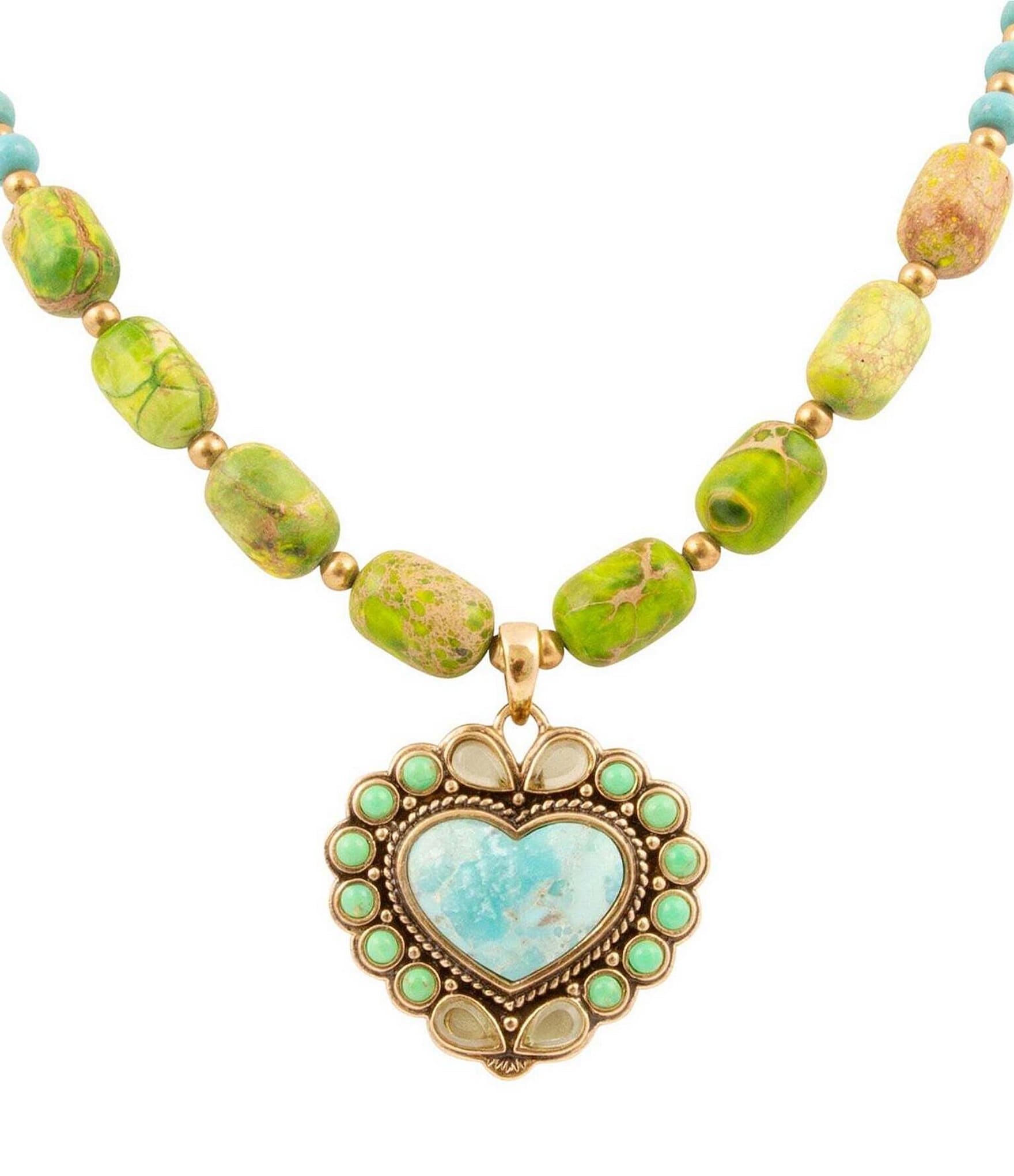 Barse Legacy Heart Lime Green and Blue Turquoise Golden