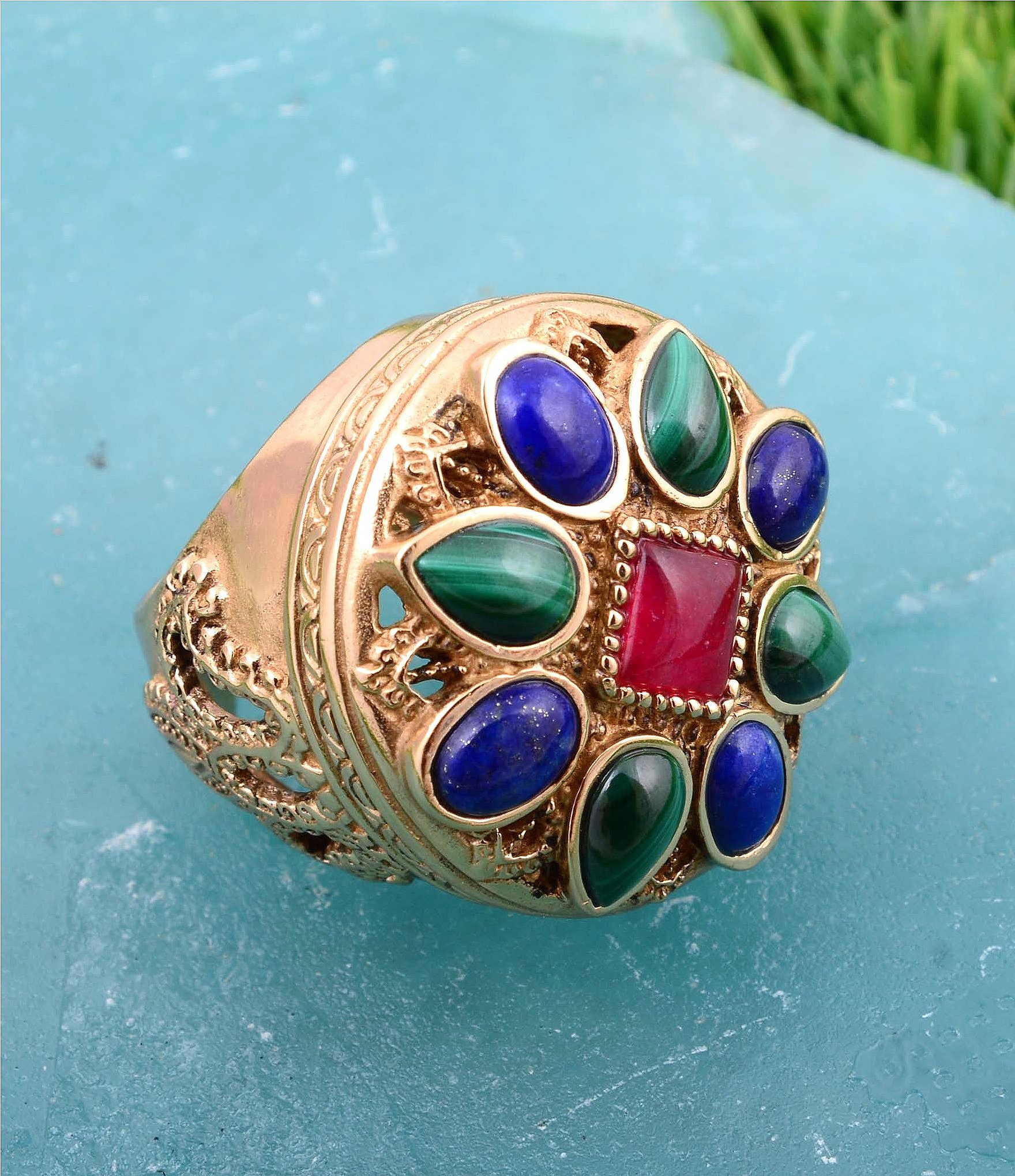 Barse Bronze and Genuine Stone Majestic Hues Statement Ring