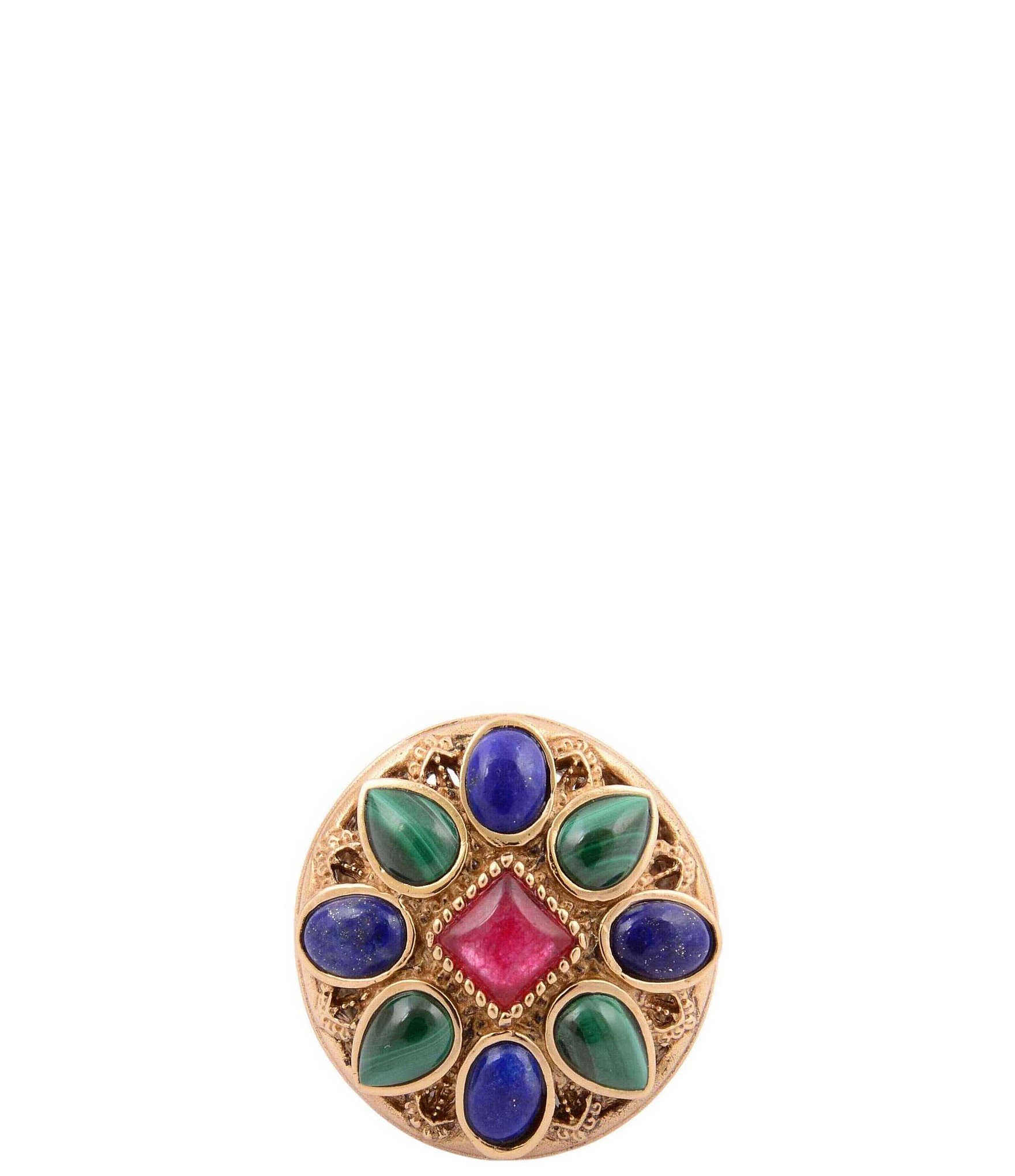Barse Majestic Hues Bronze And Genuine Stone Statement Ring