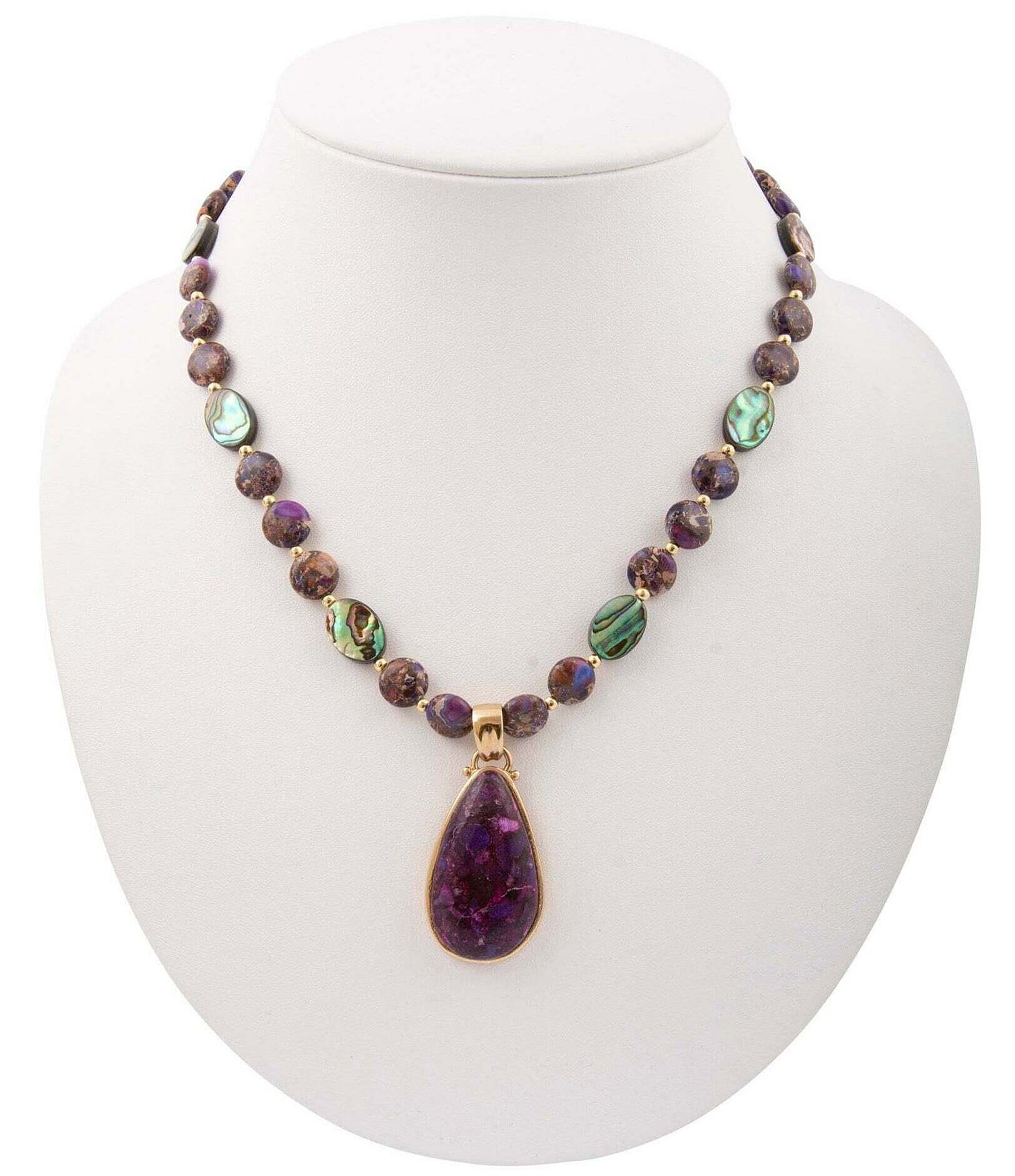 Barse Moonlit Currents Genuine Stone Short Pendant Necklace