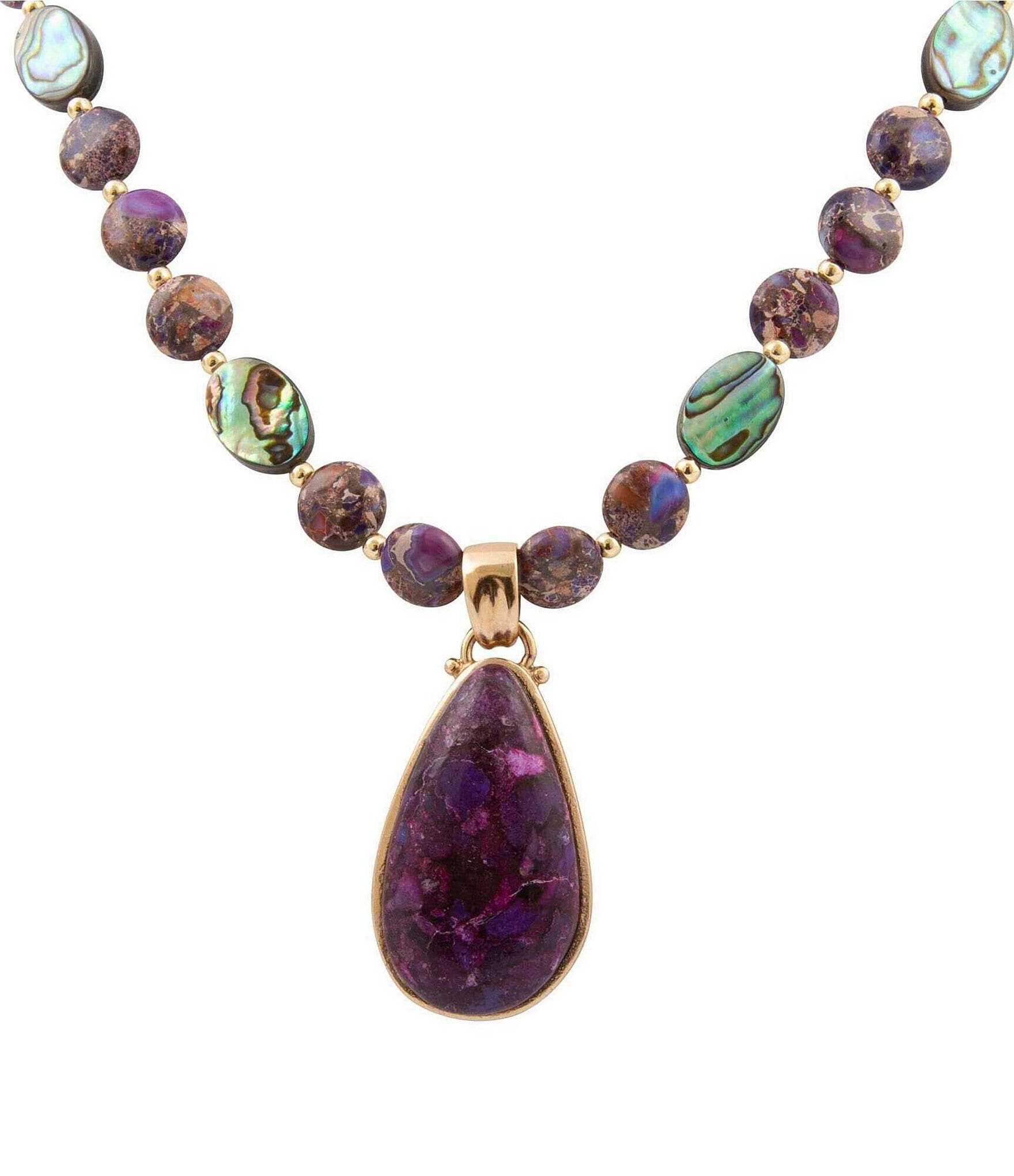 Barse Moonlit Currents Genuine Stone Short Pendant Necklace