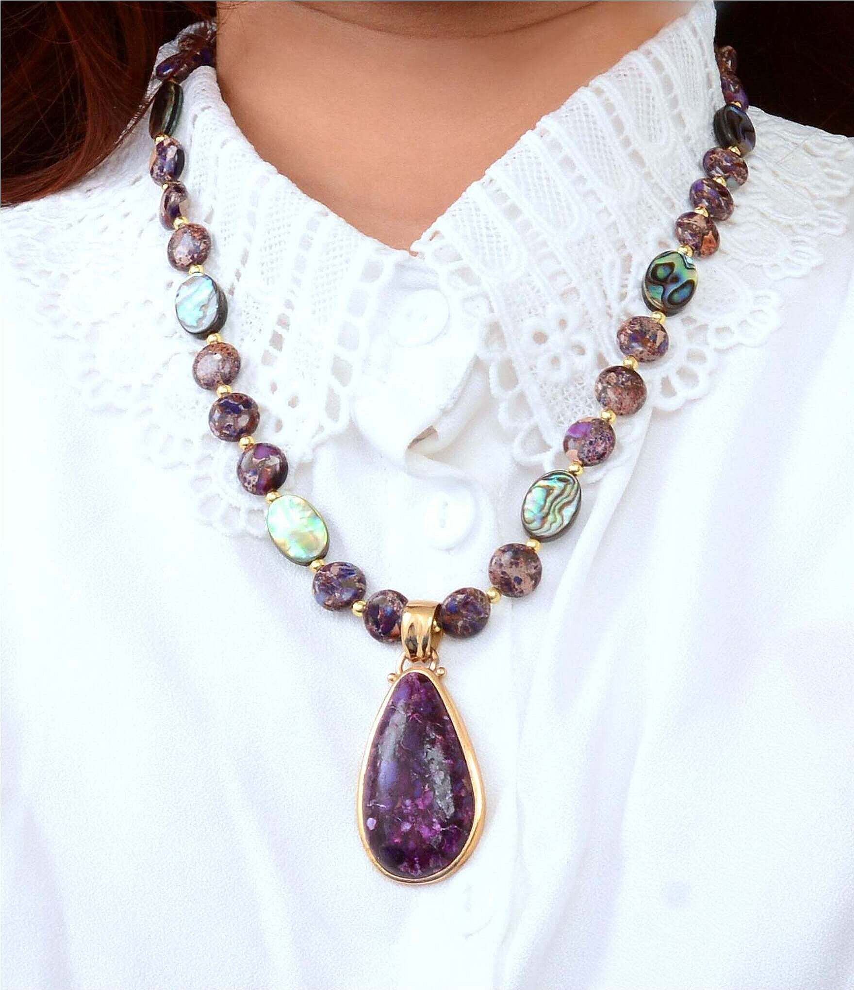 Barse Moonlit Currents Genuine Stone Short Pendant Necklace