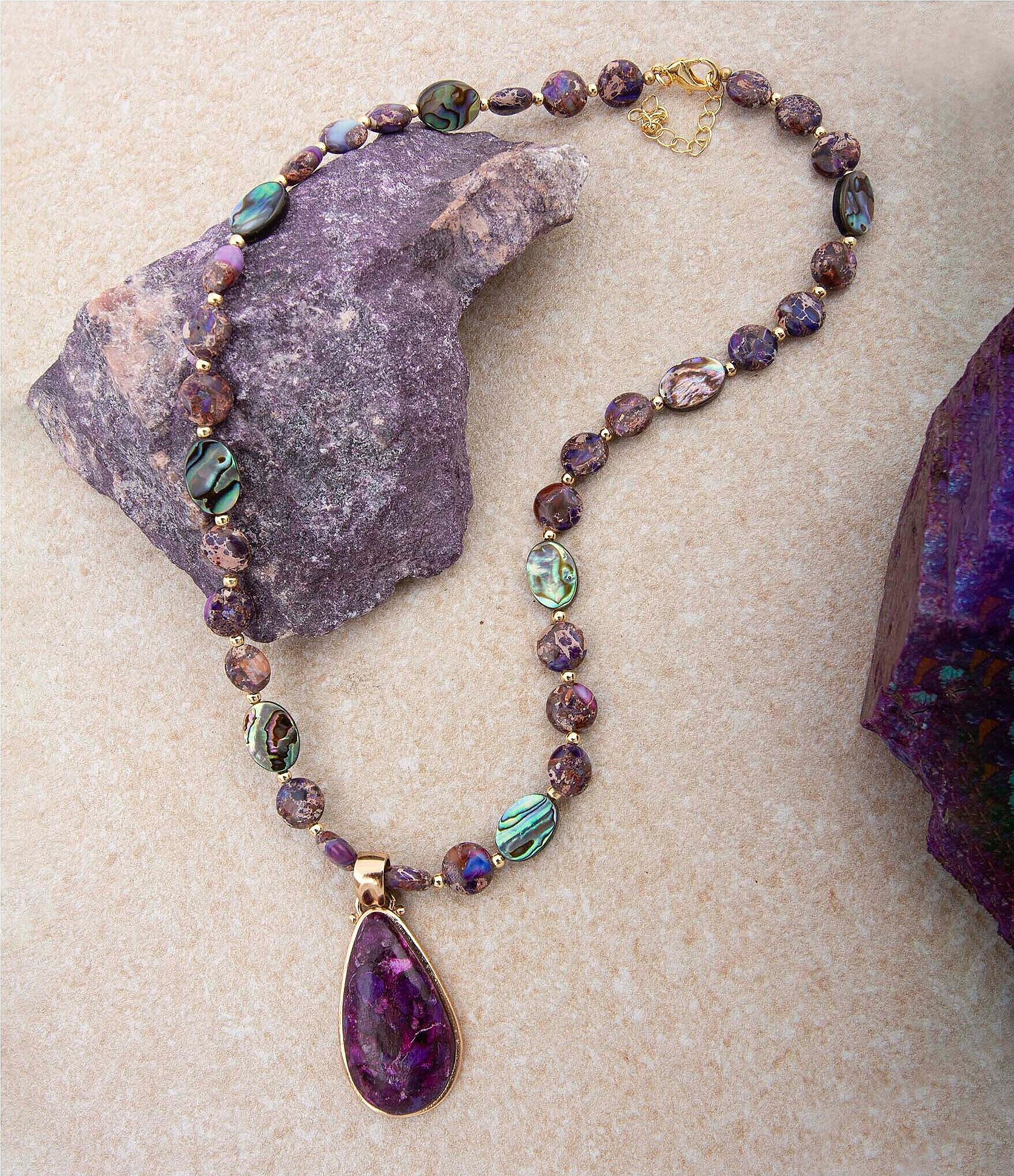 Barse Moonlit Currents Genuine Stone Short Pendant Necklace
