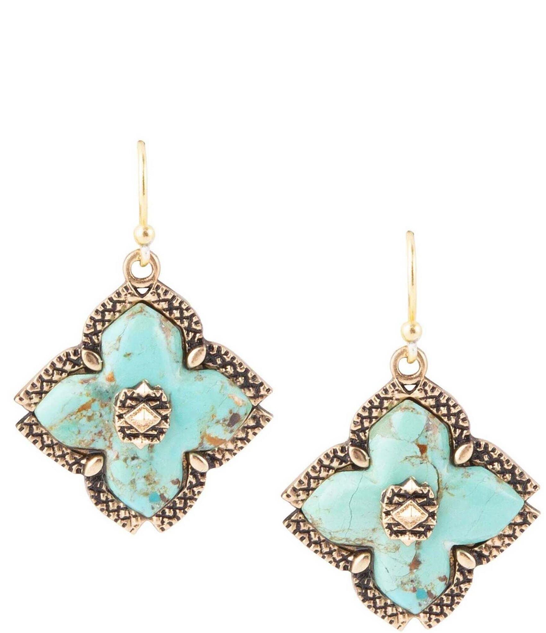 Barse Bronze and Genuine Stones Drop Earrings