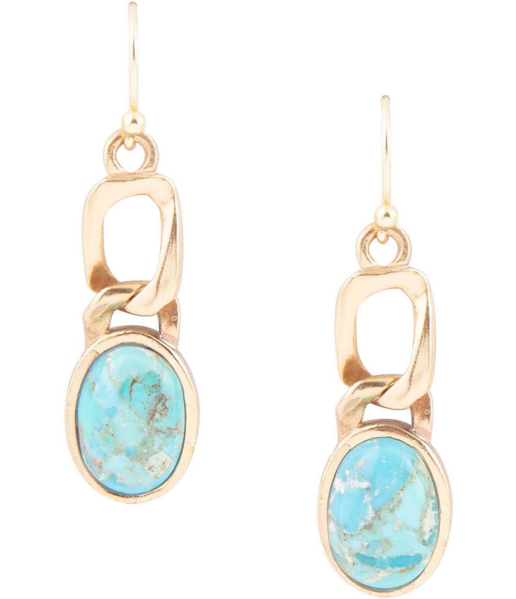 Barse Bronze and Genuine Turquoise Bronze Metal Drop Earrings