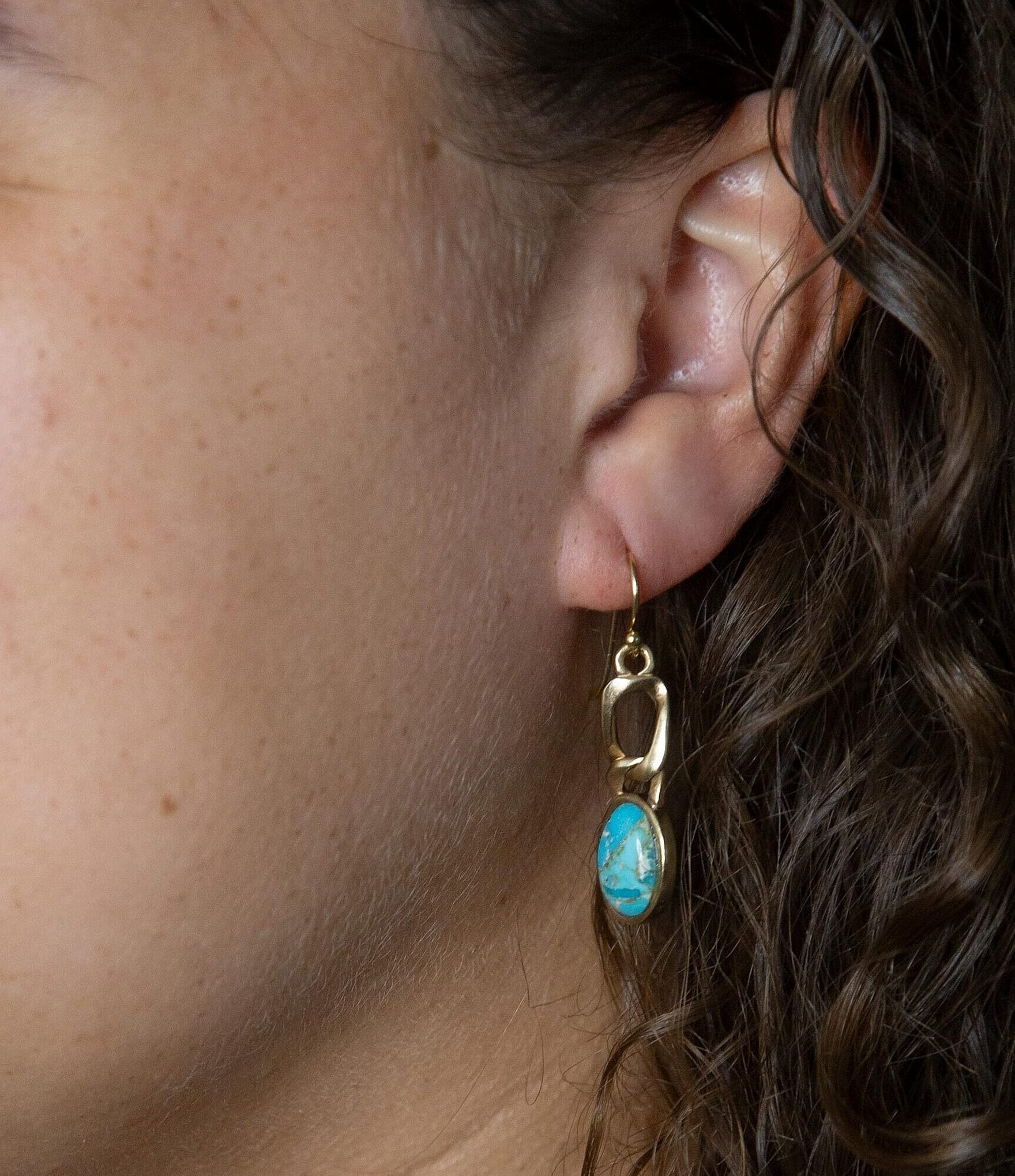 Barse Bronze and Genuine Turquoise Bronze Metal Drop Earrings