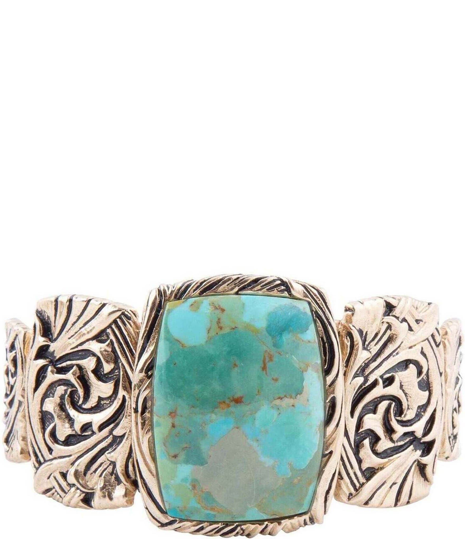 Barse Genuine Turquoise and Bronze Detailed Cuff Bracelet