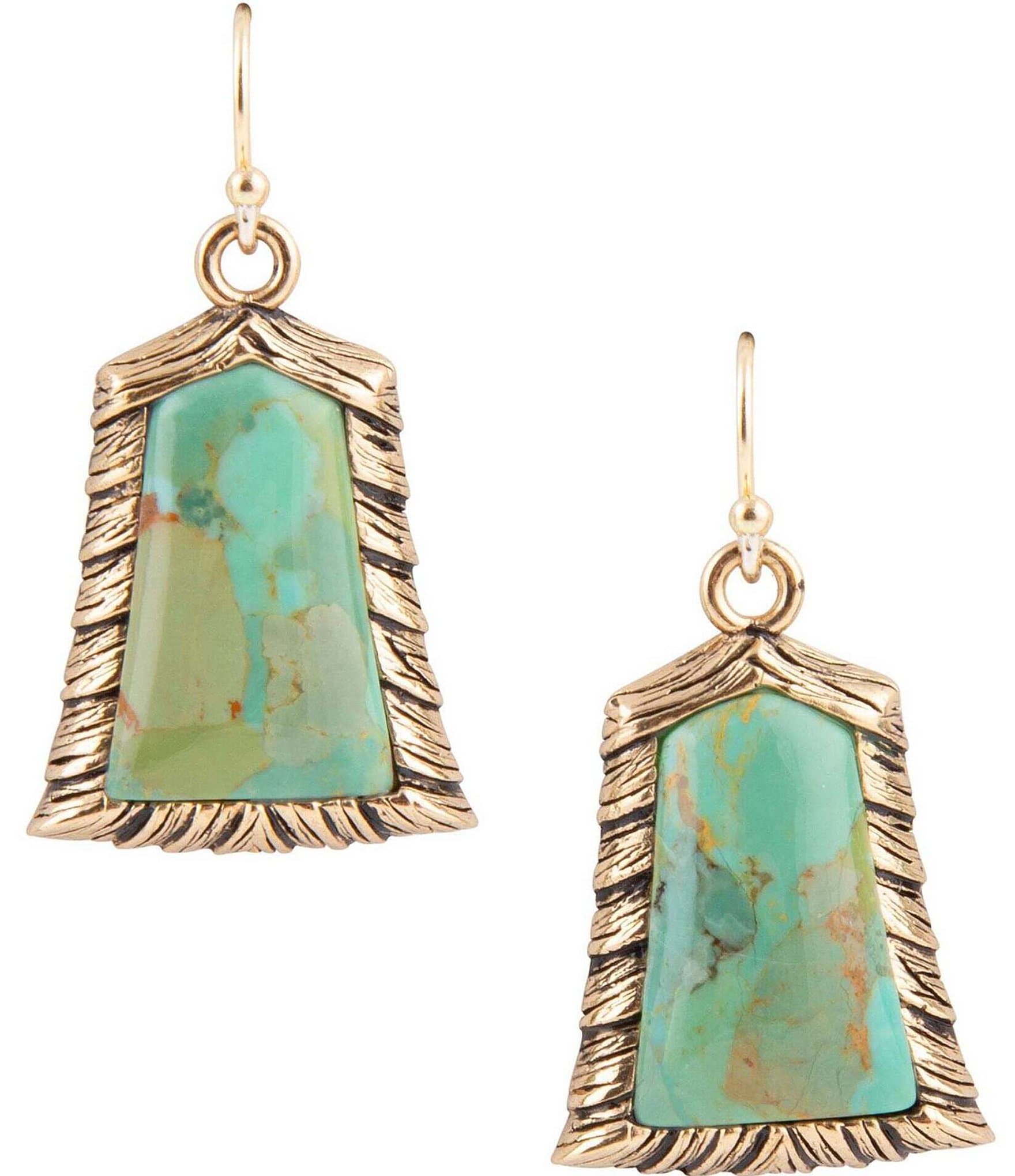 Barse Bronze and Genuine Turquoise Drop Earrings