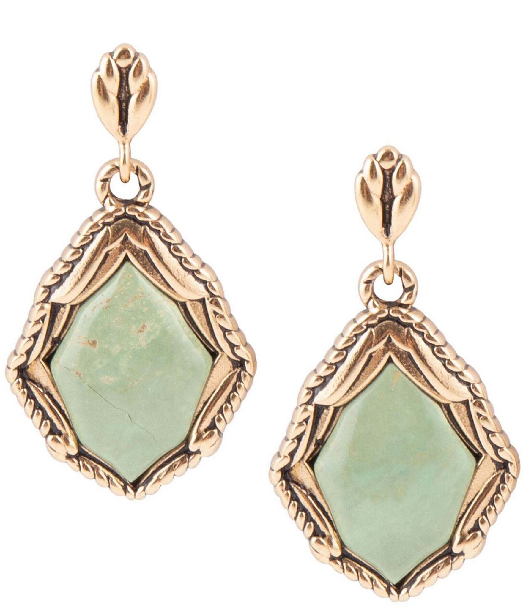 Barse Bronze and Genuine Turquoise Drop Earrings