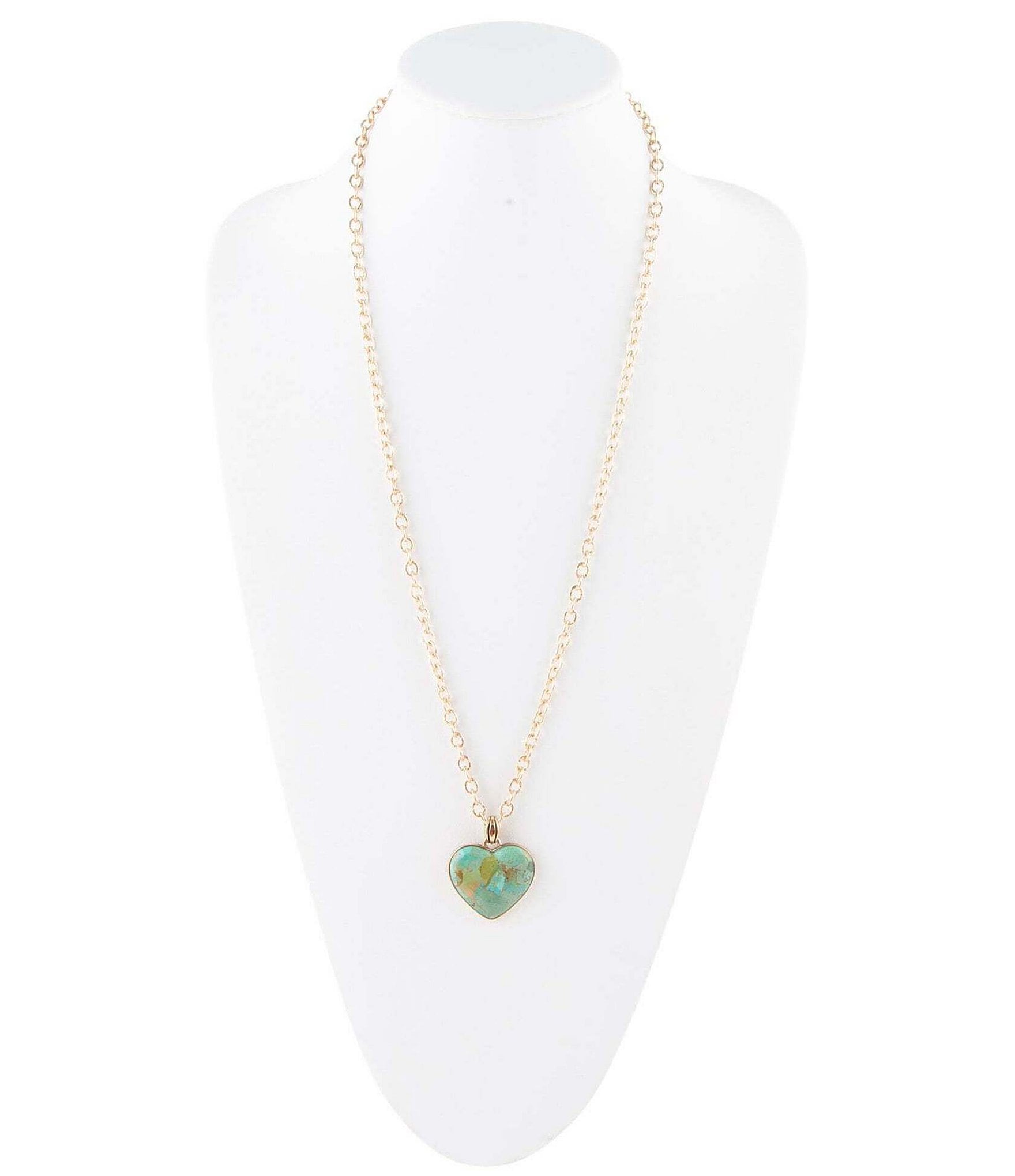 Barse Bronze and Genuine Turquoise Heart Short Pendant Necklace