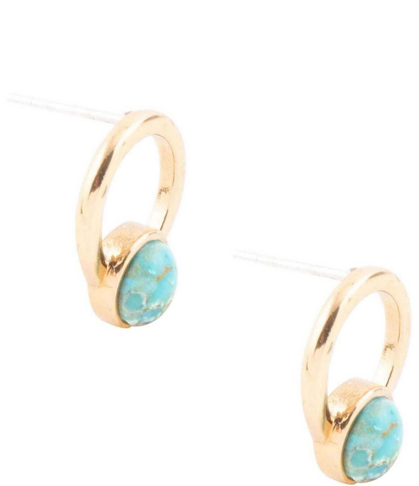 Barse Bronze and Genuine Turquoise Orbital Drop Earrings