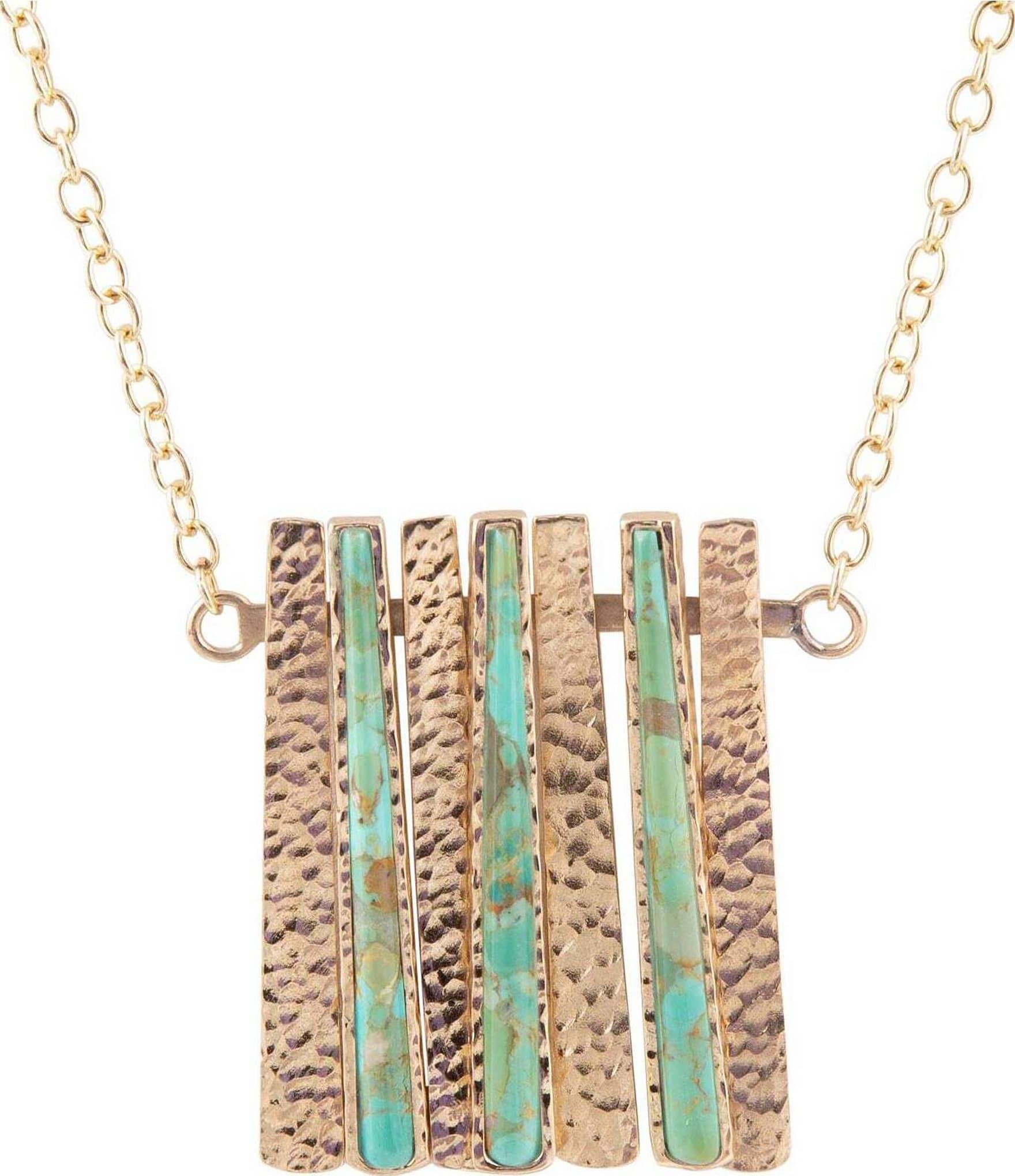 Barse Bronze and Genuine Turquoise Plated Collar Necklace